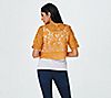 Isaac Mizrahi Live! Lace Cropped Shrug with Trim Detail, 1 of 2