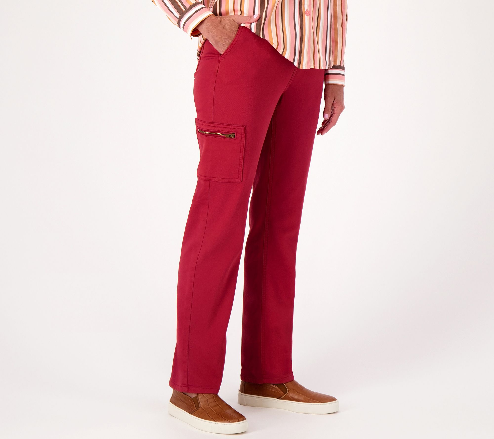 Denim & Co. - Red - Full-Length Pants 