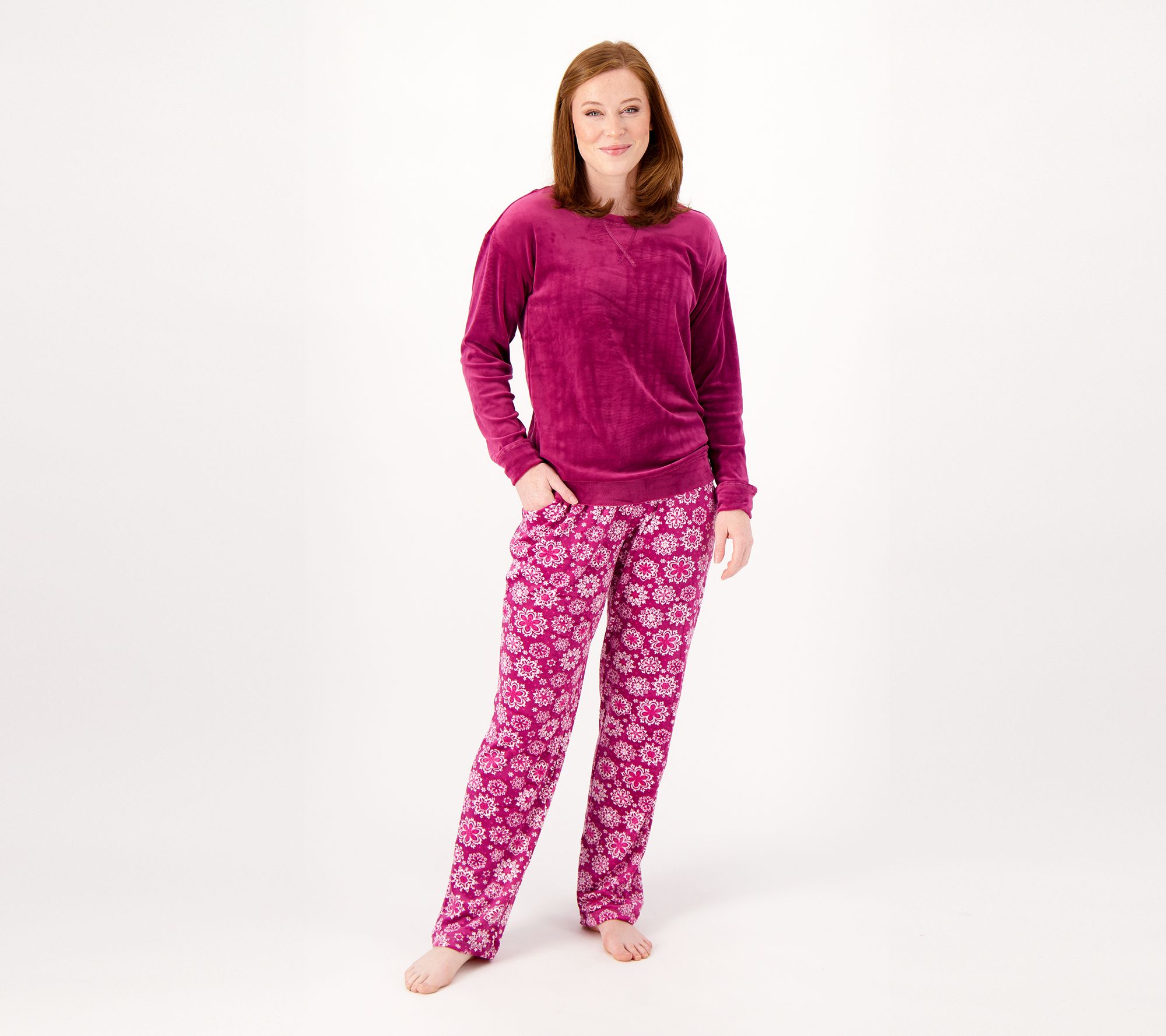 MUK LUKS Tall Length Silky Velour Novelty Pajama Set - QVC.com