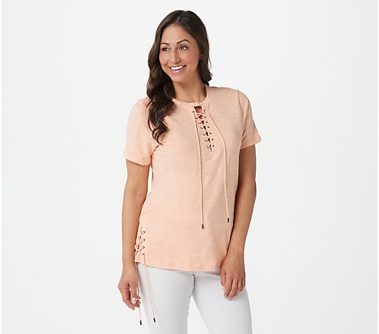 Haute Hippie Tribe Knit Top with Lace Up Detail