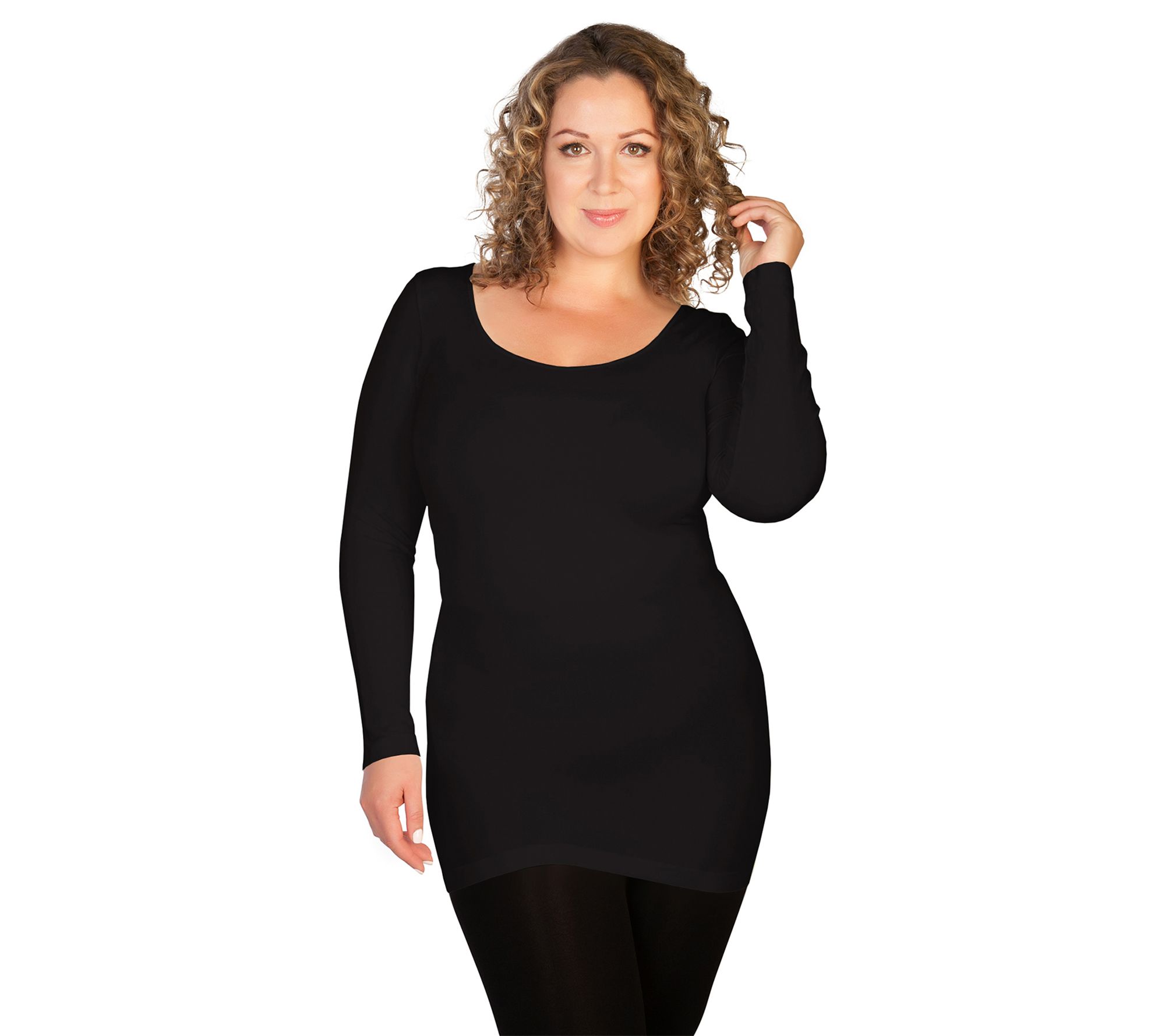 skinnytees Plus Long Sleeve Scoop Neck Top