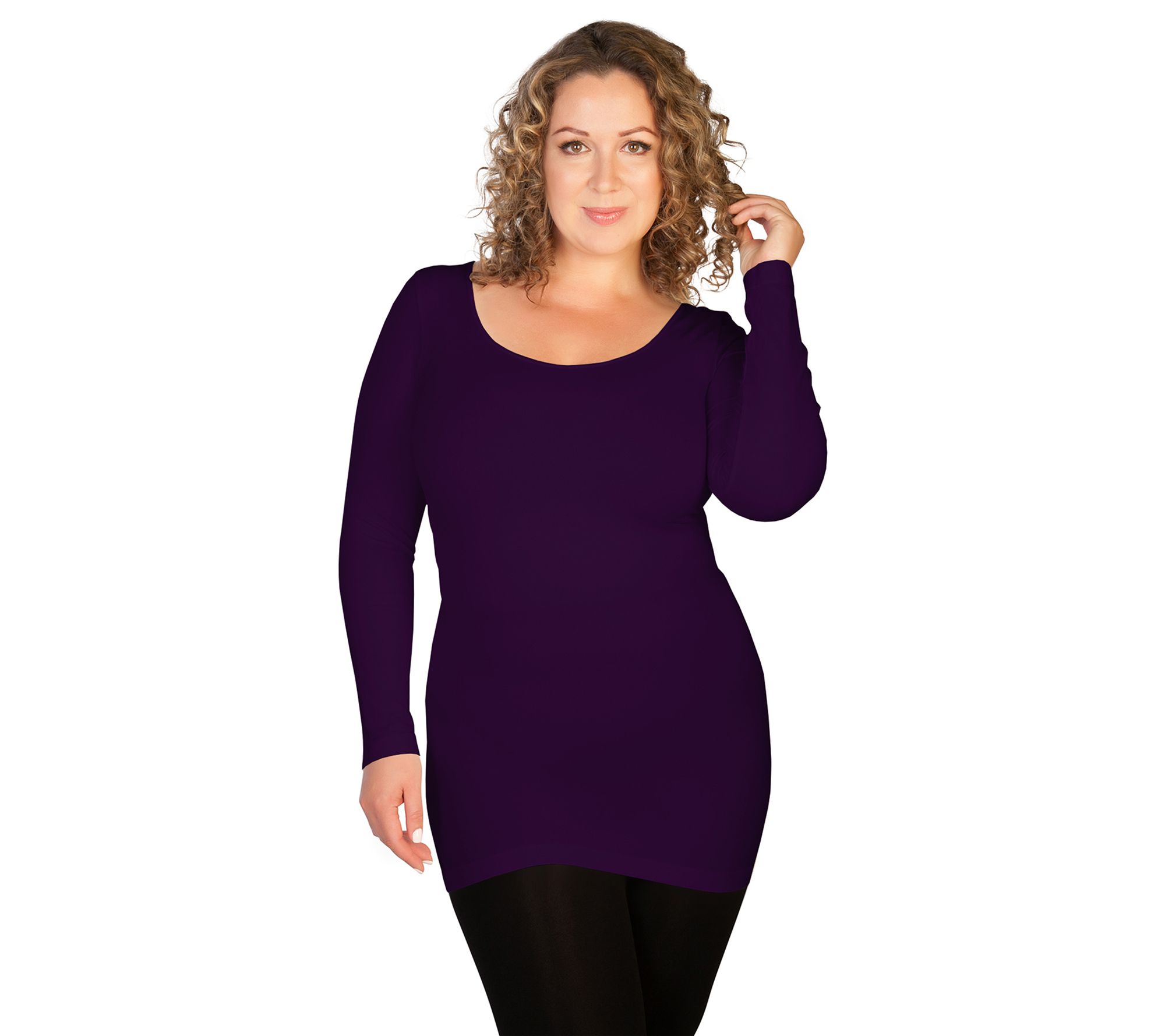 skinnytees Plus Long Sleeve Scoop Neck Top