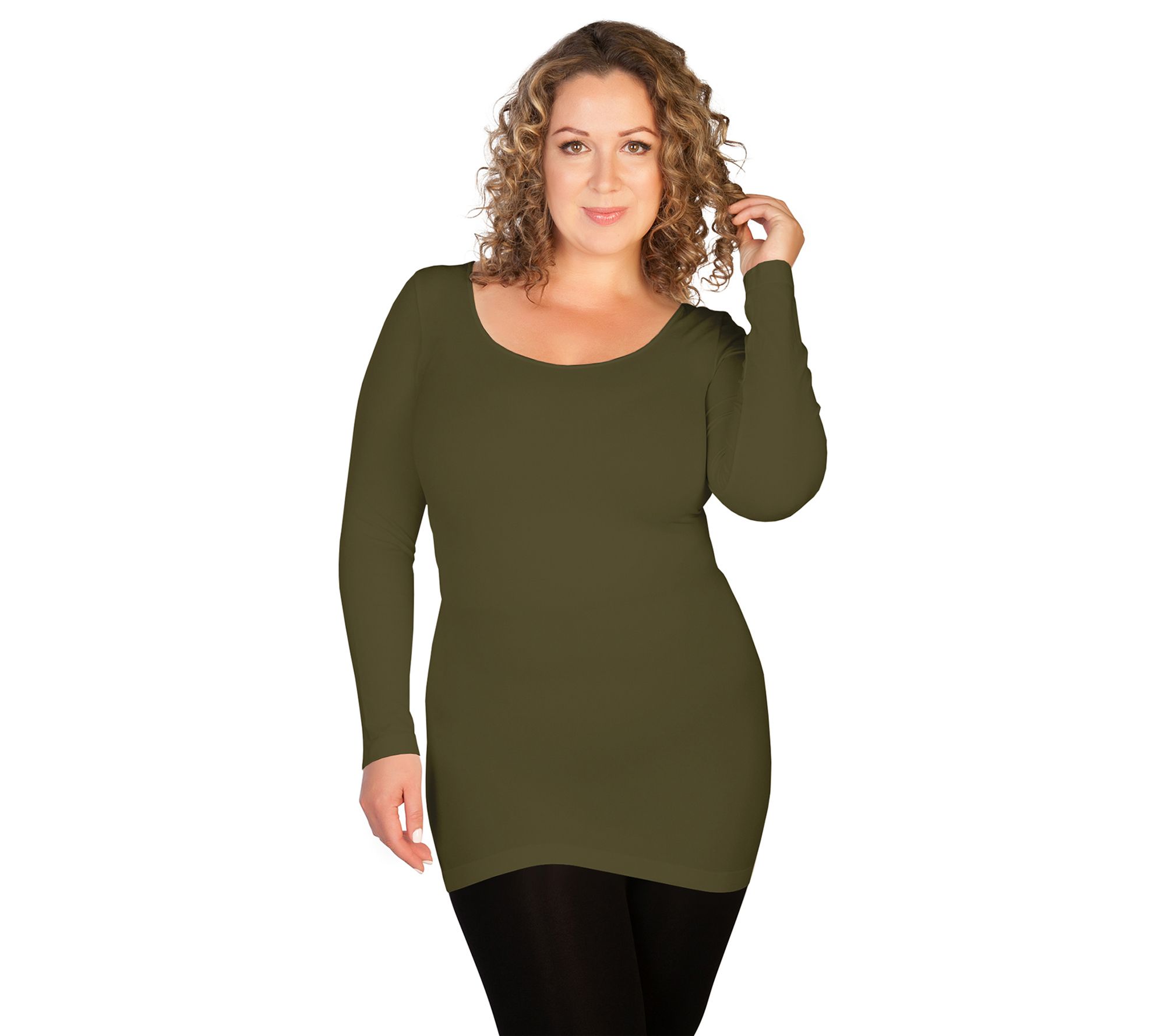 skinnytees Plus Long Sleeve Scoop Neck Top