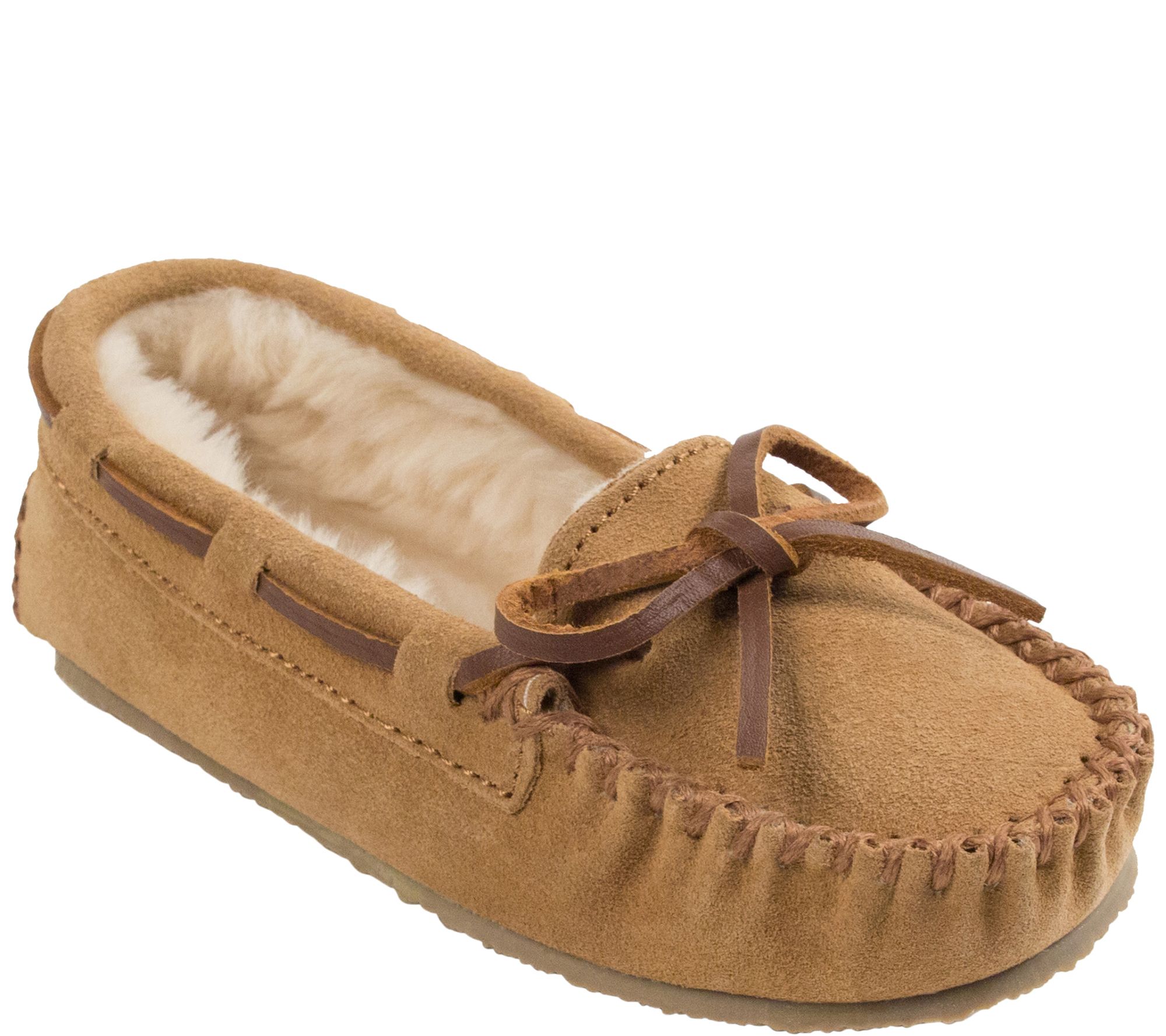 Pantofole Minnetonka Chesney Donna: Mocassini In Pelle Scamosciata Cinnamon, Fodera In Pile, Suola EVA, Taglia 8.5 M