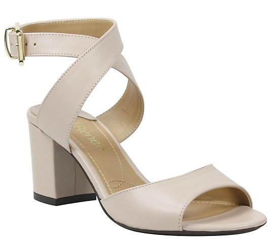 J. Renee Leather Ankle-Strap Sandals - Drizella - QVC.com