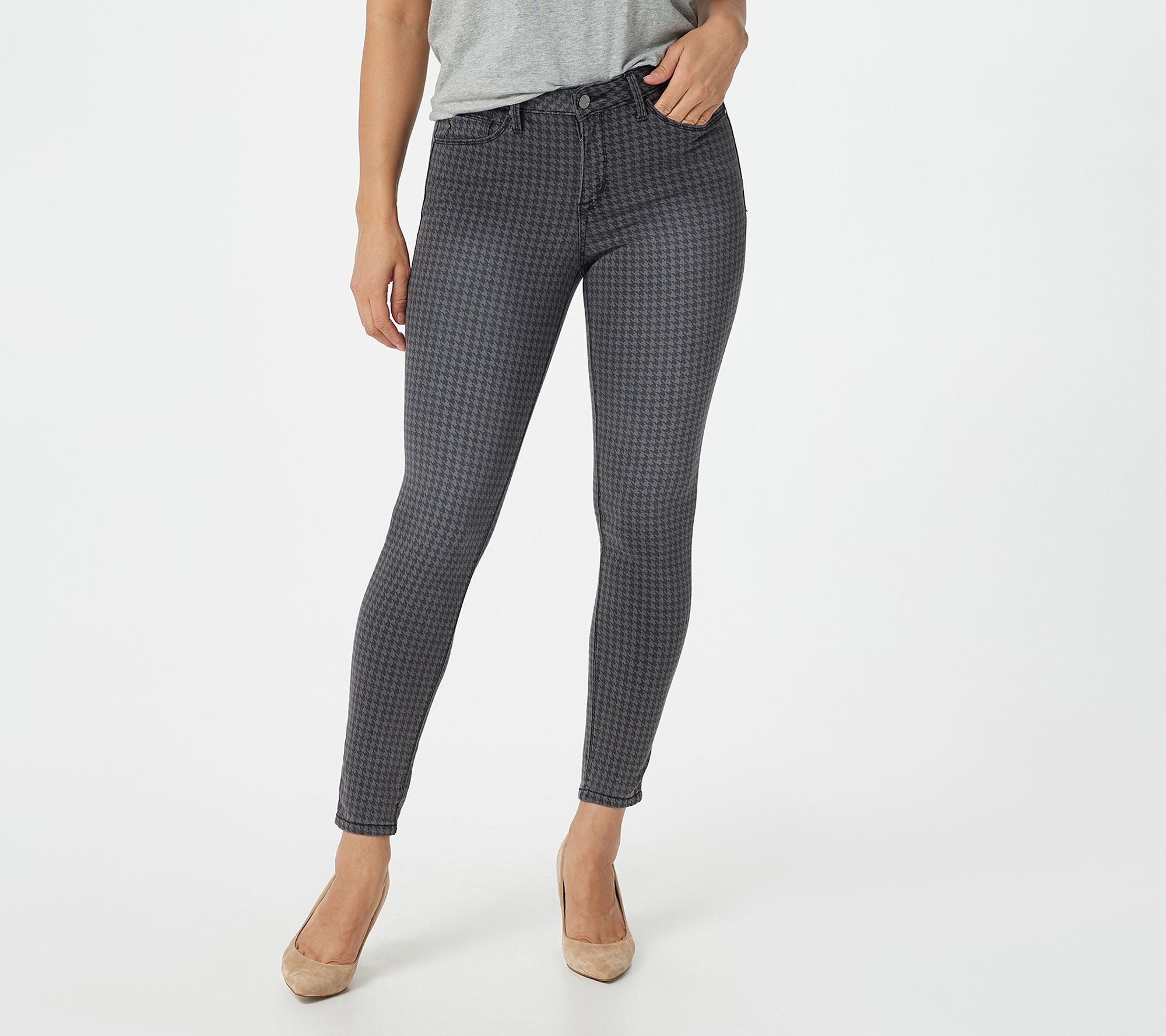 "As Is" Laurie Felt Regular Grey Denim Houndstooth Skiimy Jeans