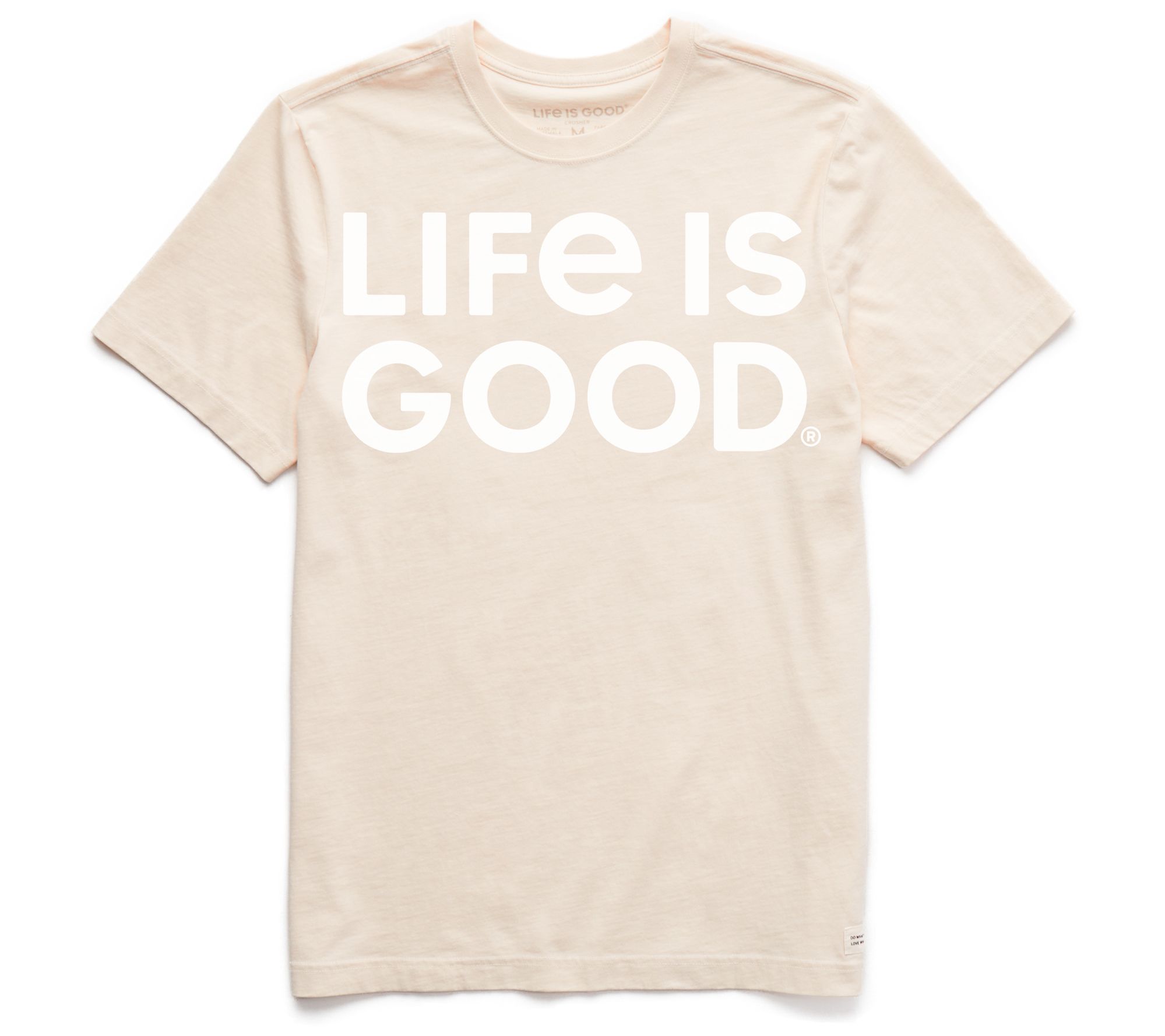 Life is Good Men's Putty LIG Wordmark Stack Cru sher Tee - QVC.com