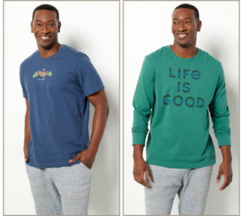 Life is Good Men's Set of Two Crew-Neck Crusher Tees - A469938