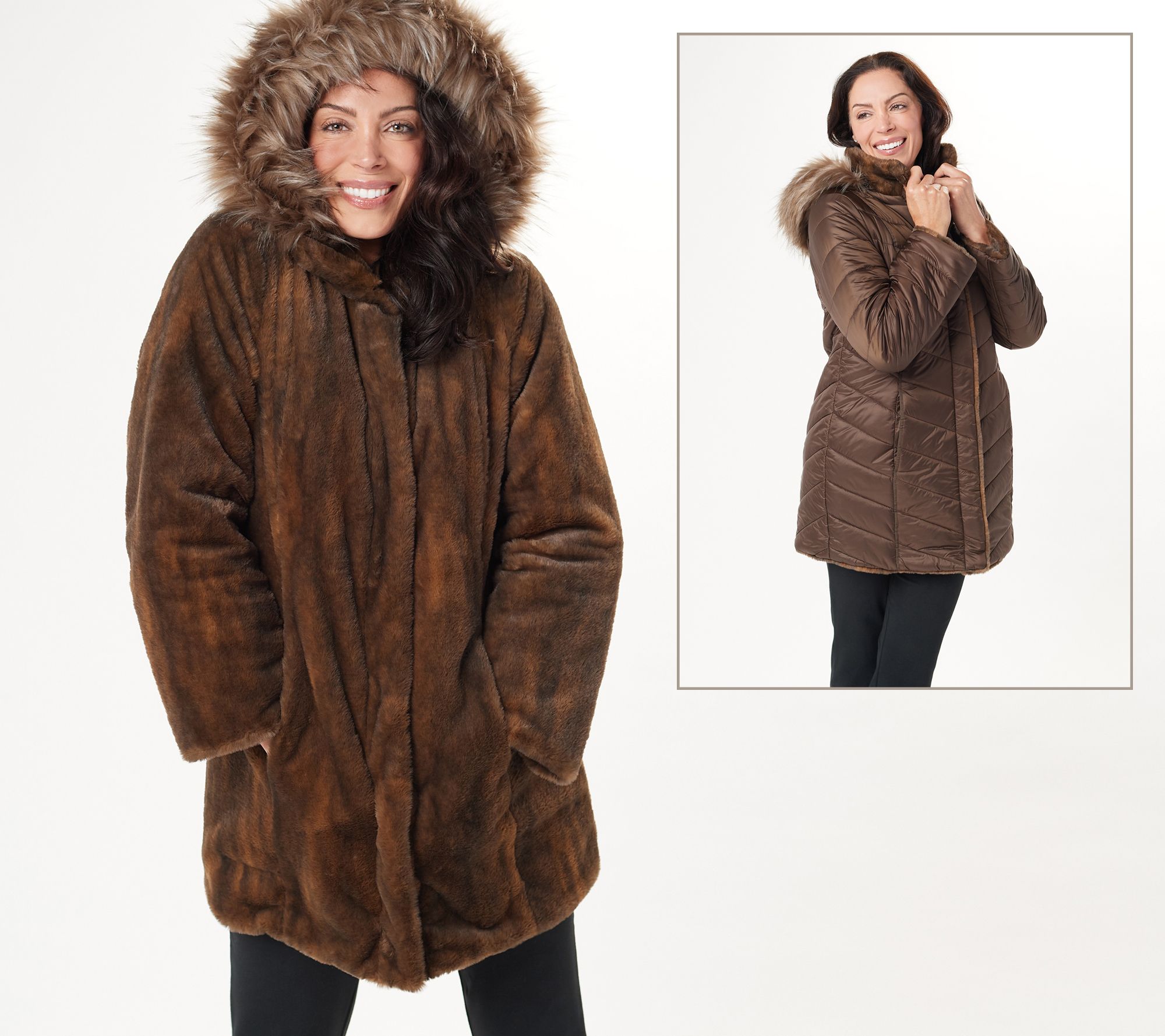 Fashion Coats Fake Fur Coats Dennis by Dennis Basso Fake Fur Coat brown casual look 