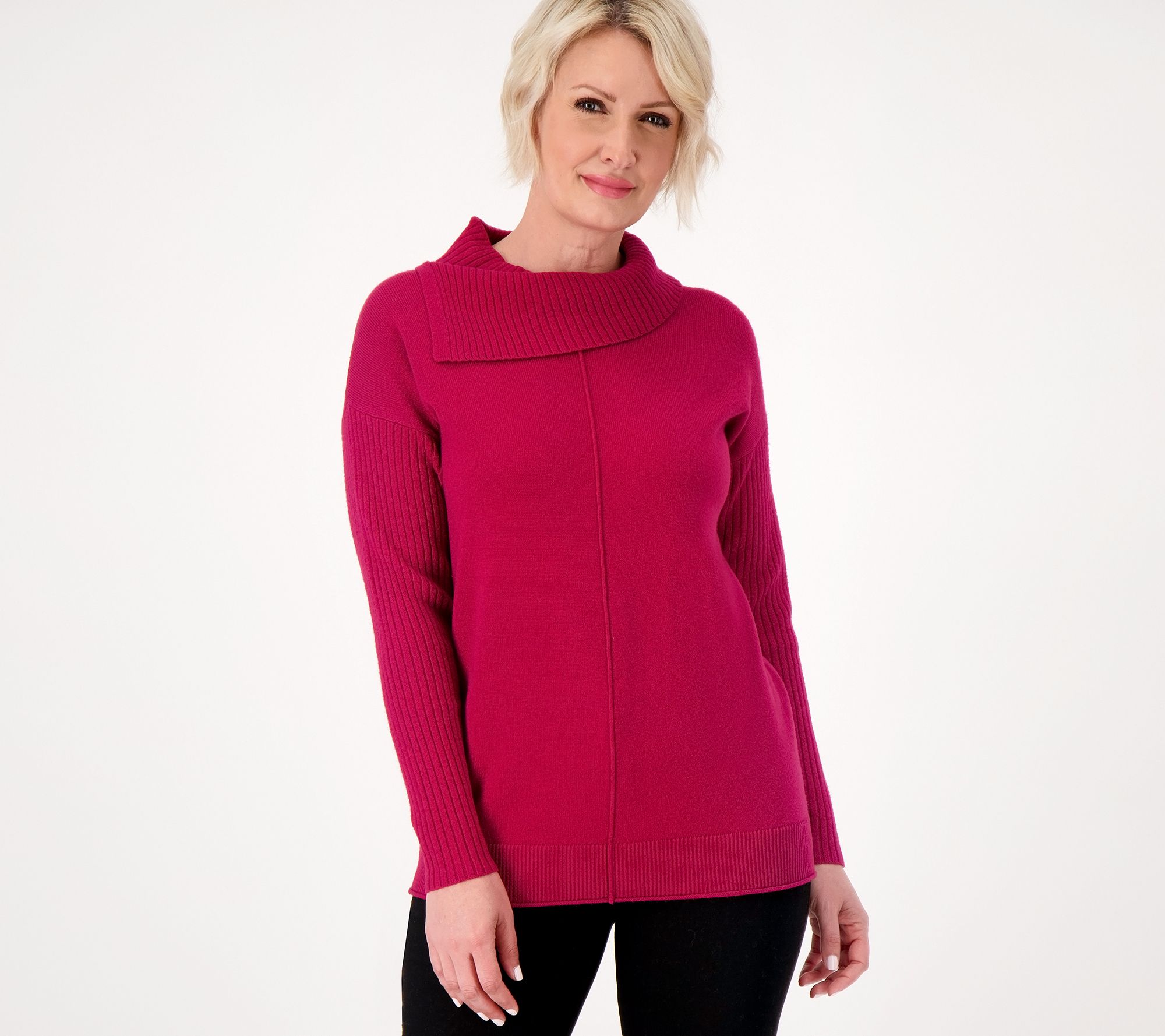 Asymmetrical turtleneck outlet tunic