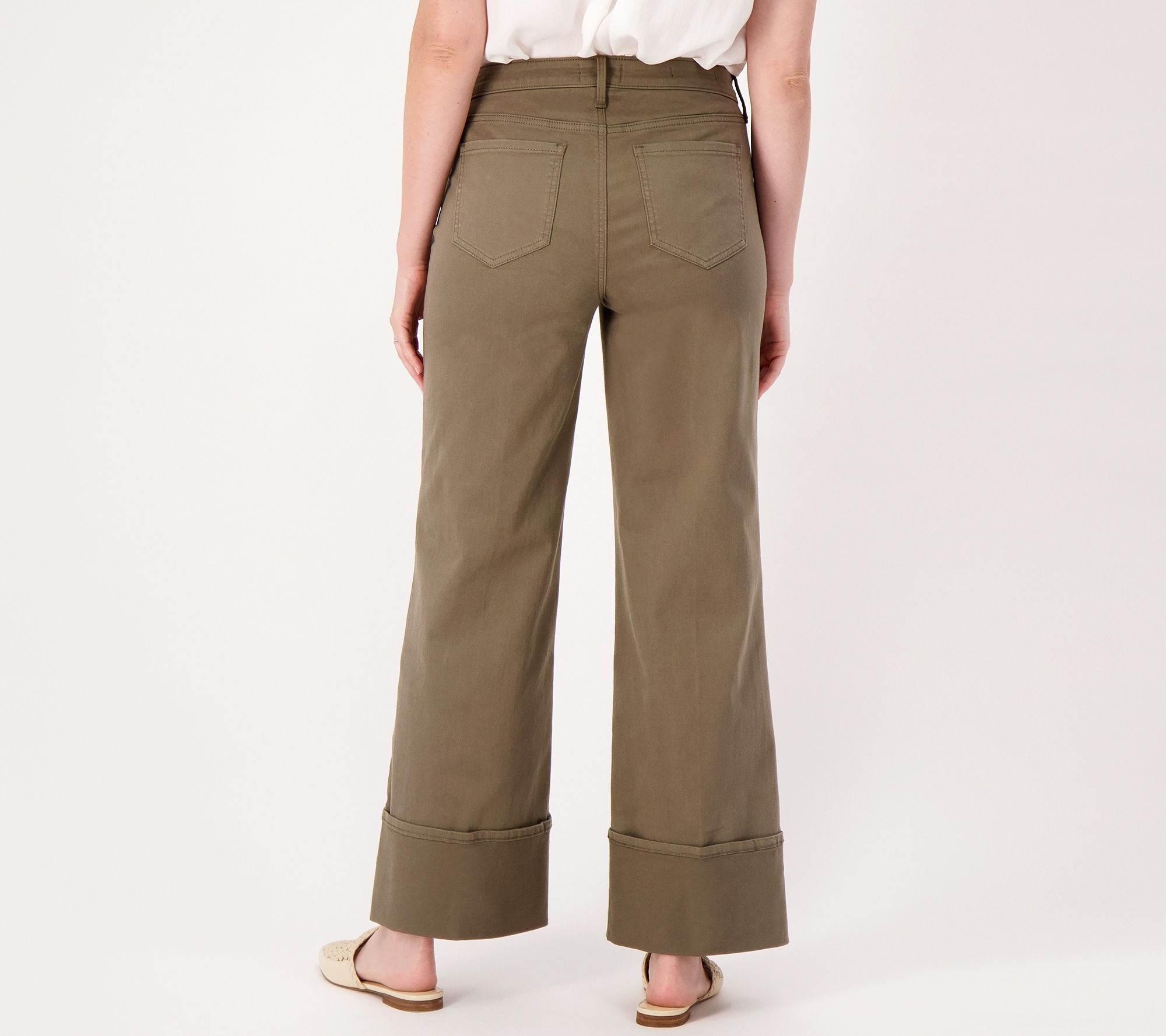 NYDJ Teresa Wide-Leg Jeans with Wide Cuffs Ripe Olive - QVC.com