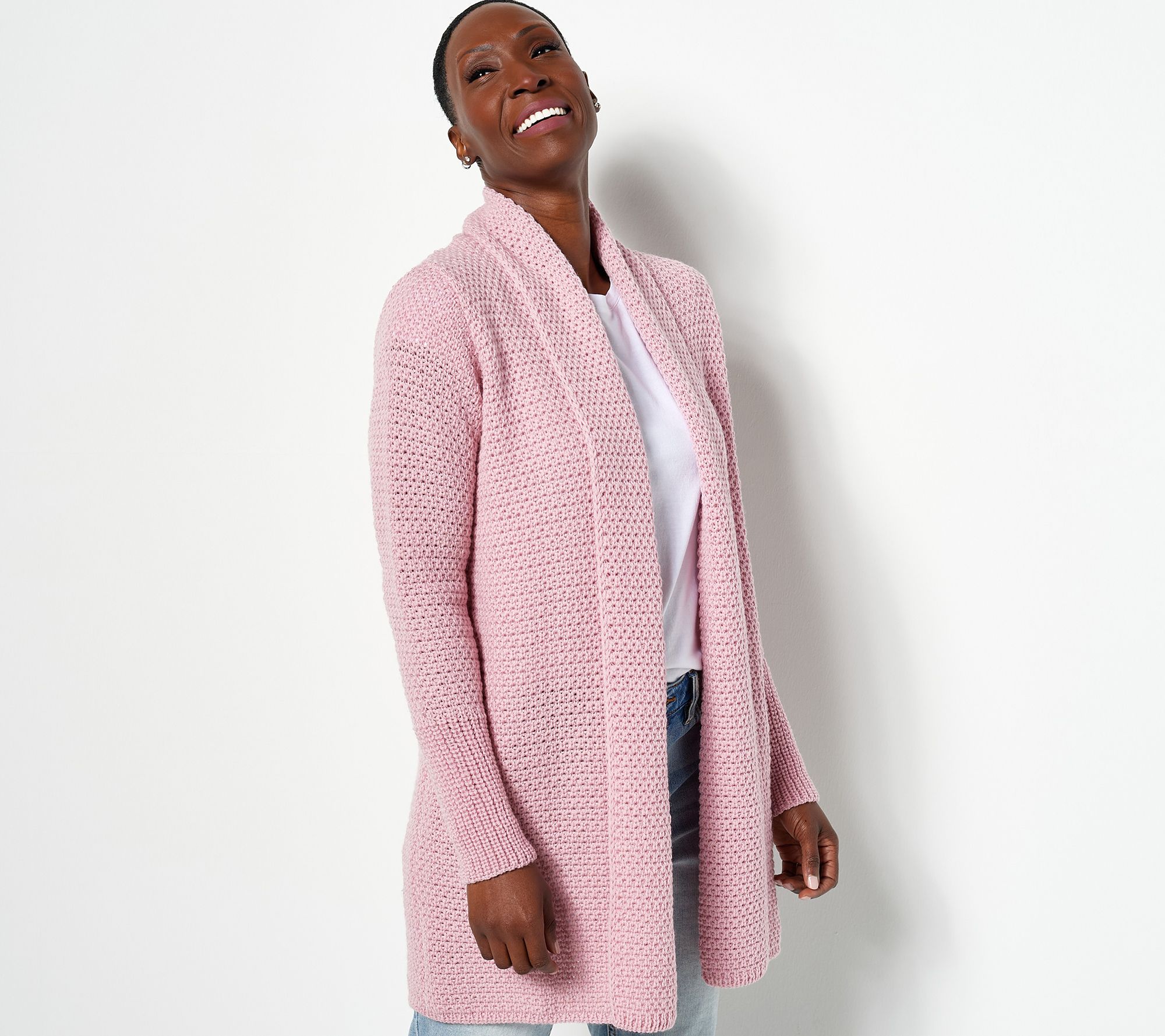 As Is Islander Regular Merino Wool Open Front Duster Cardigan QVC