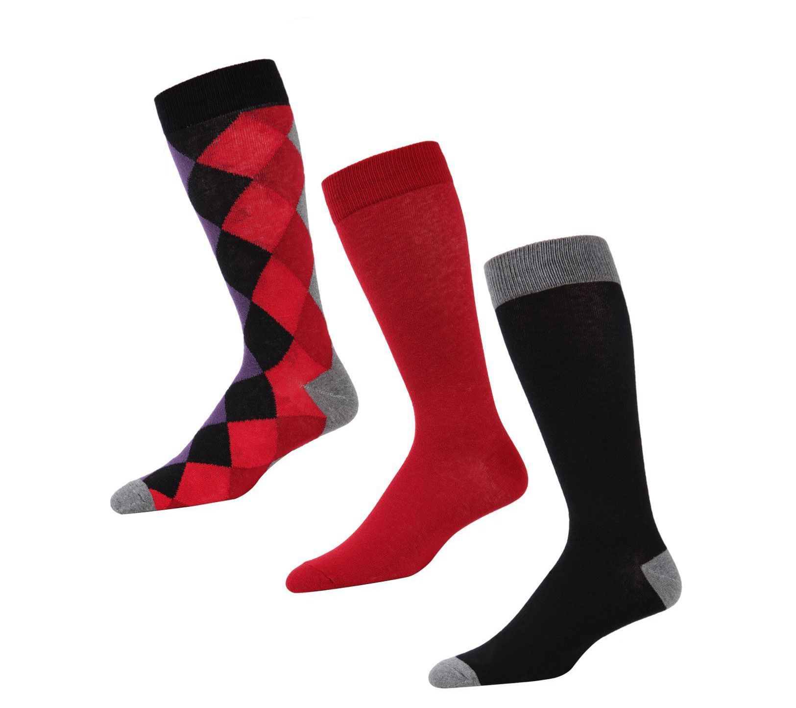 Memoi Men's Diamondlap 3 Pack Crew Sock
