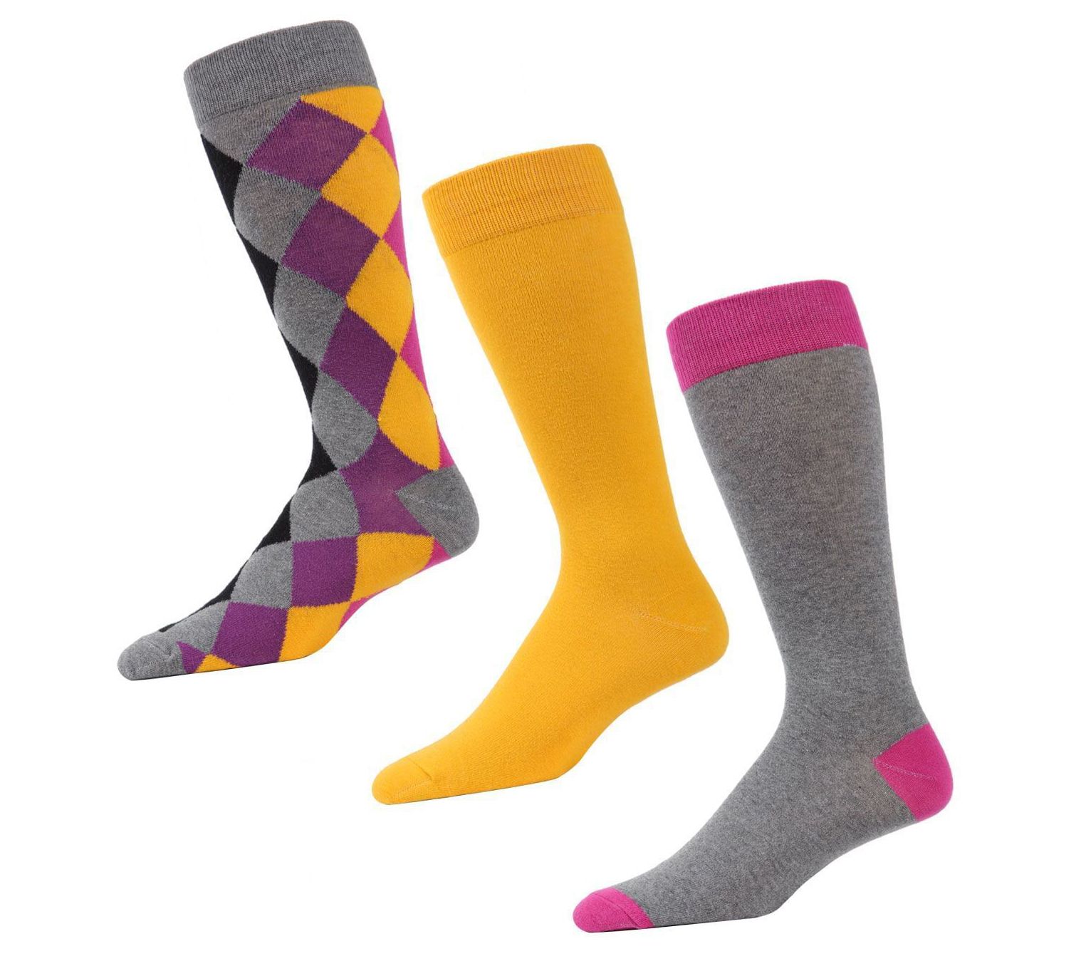 Memoi Men's Diamondlap 3 Pack Crew Sock
