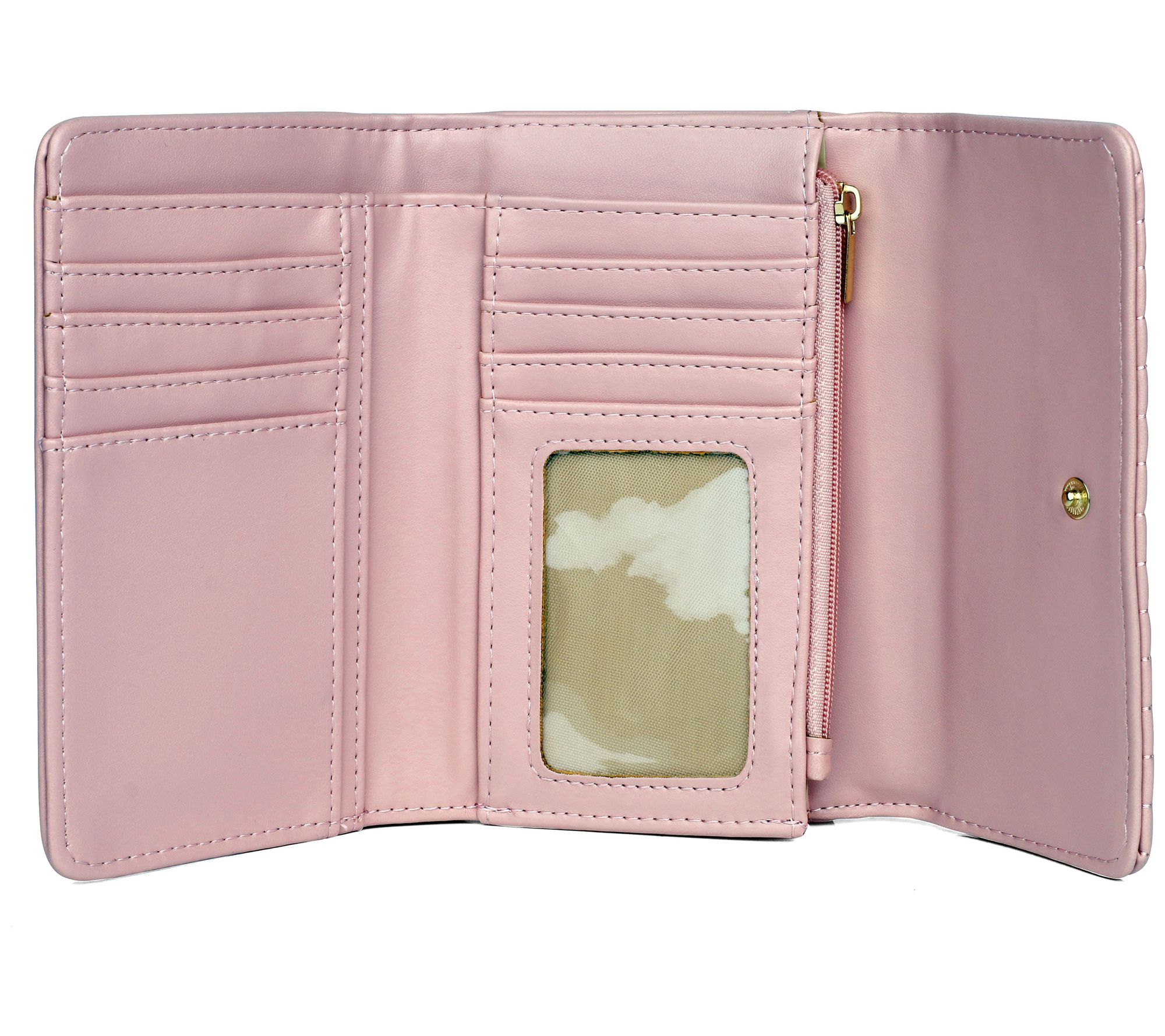 Julia Buxton Channel Quilted Vegan Leather Midized Tri-fold - QVC.com