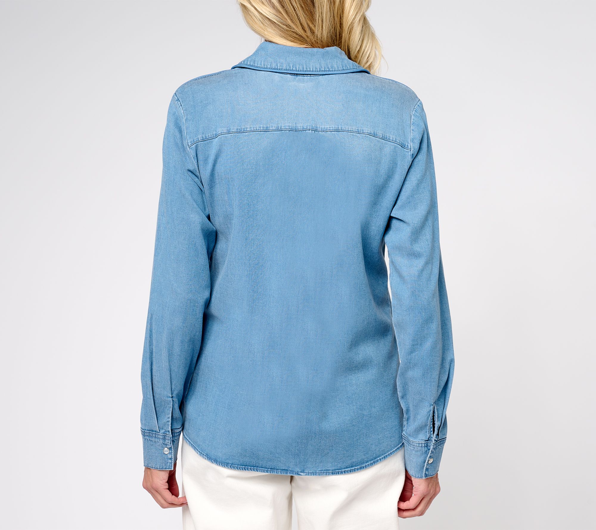 Denim & Co. Canyon Retreat Embroidered Denim Button Front Top - QVC.com