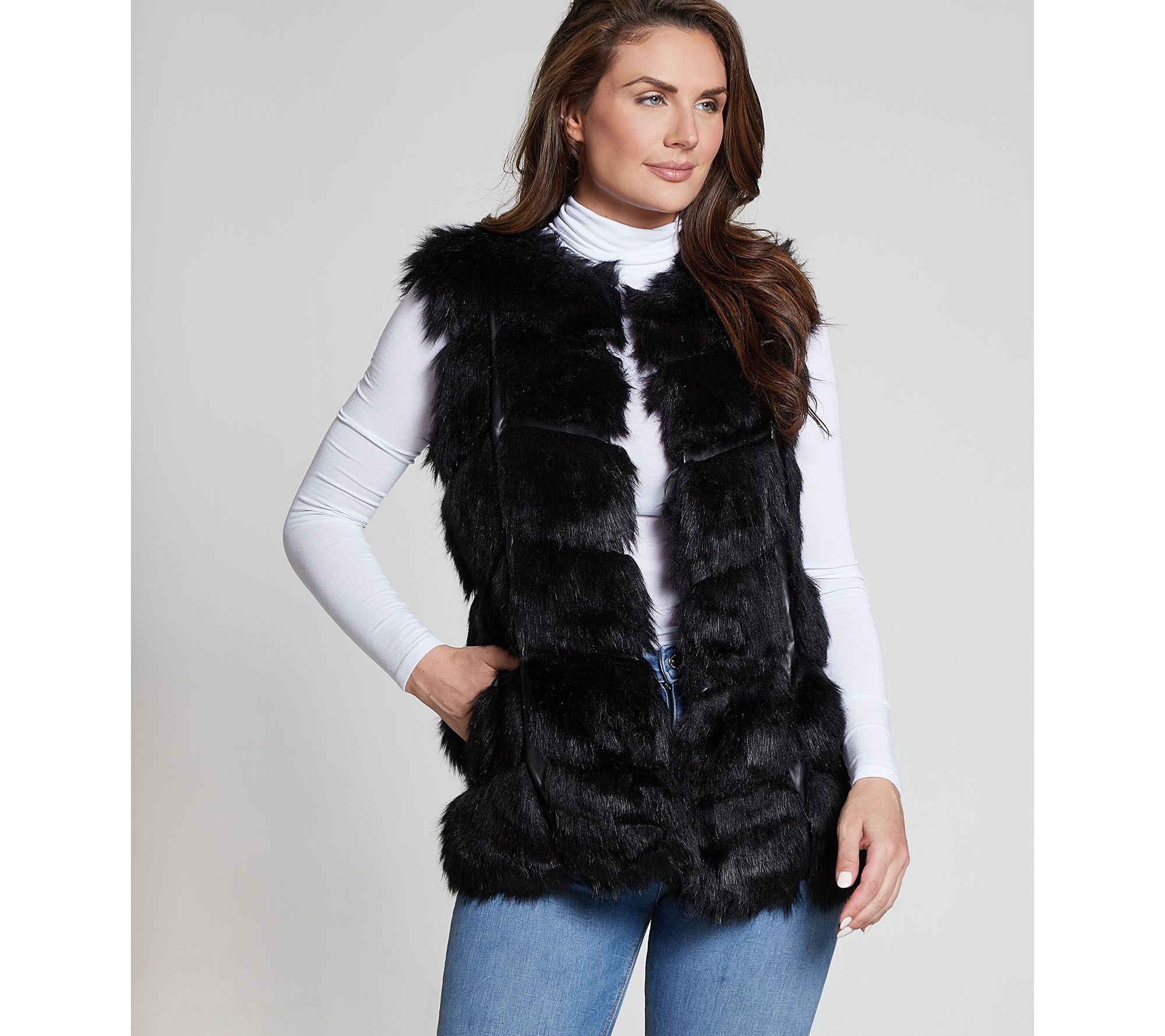 Kelli Kouri Black Faux Fur Vest - QVC.com