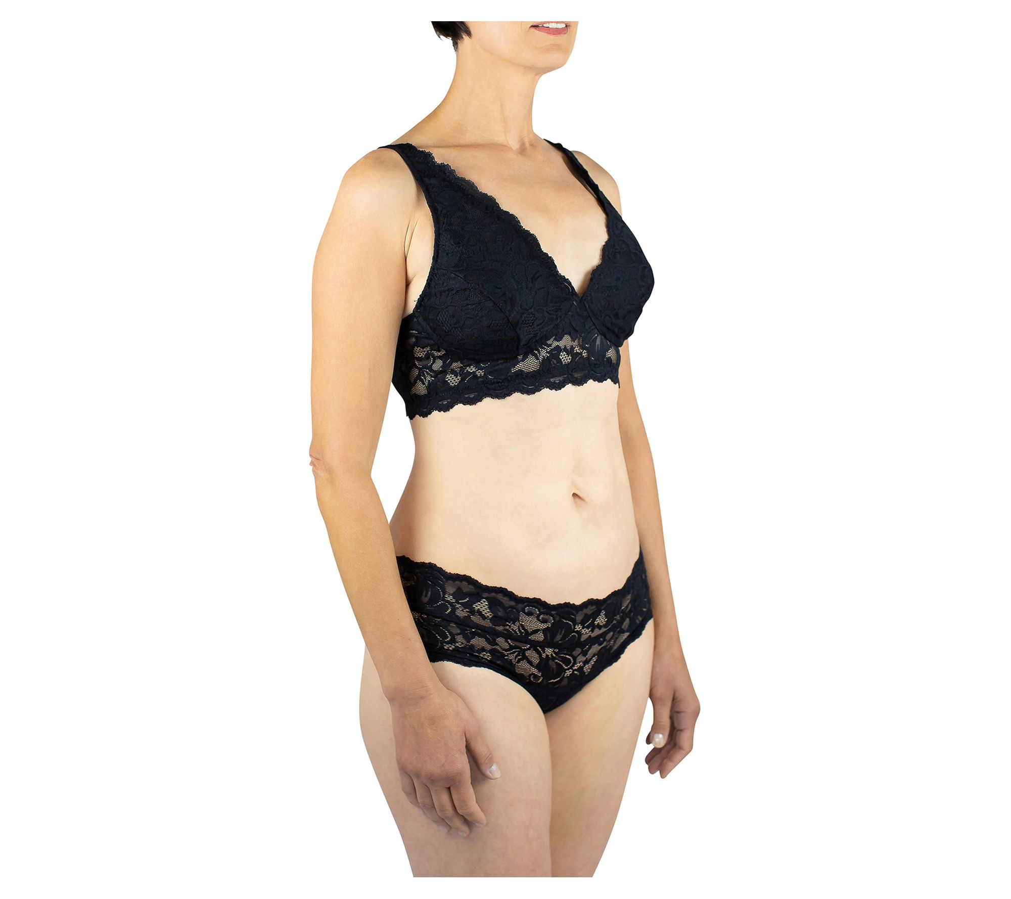 Black Astrid Jersey Mastectomy Bralette with Lace