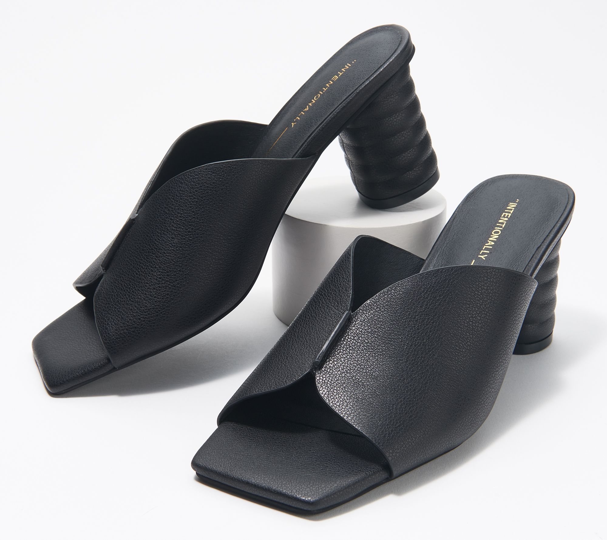 "As Is" INTENTIONALLY BLANK Leather Heeled Mules - Kamika