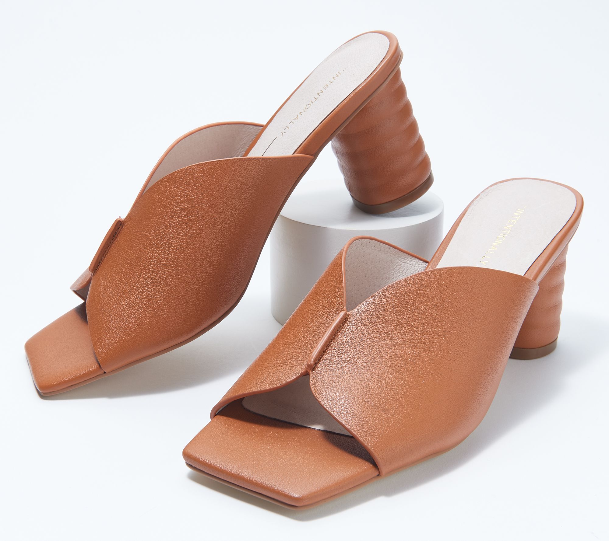 "As Is" INTENTIONALLY BLANK Leather Heeled Mules - Kamika