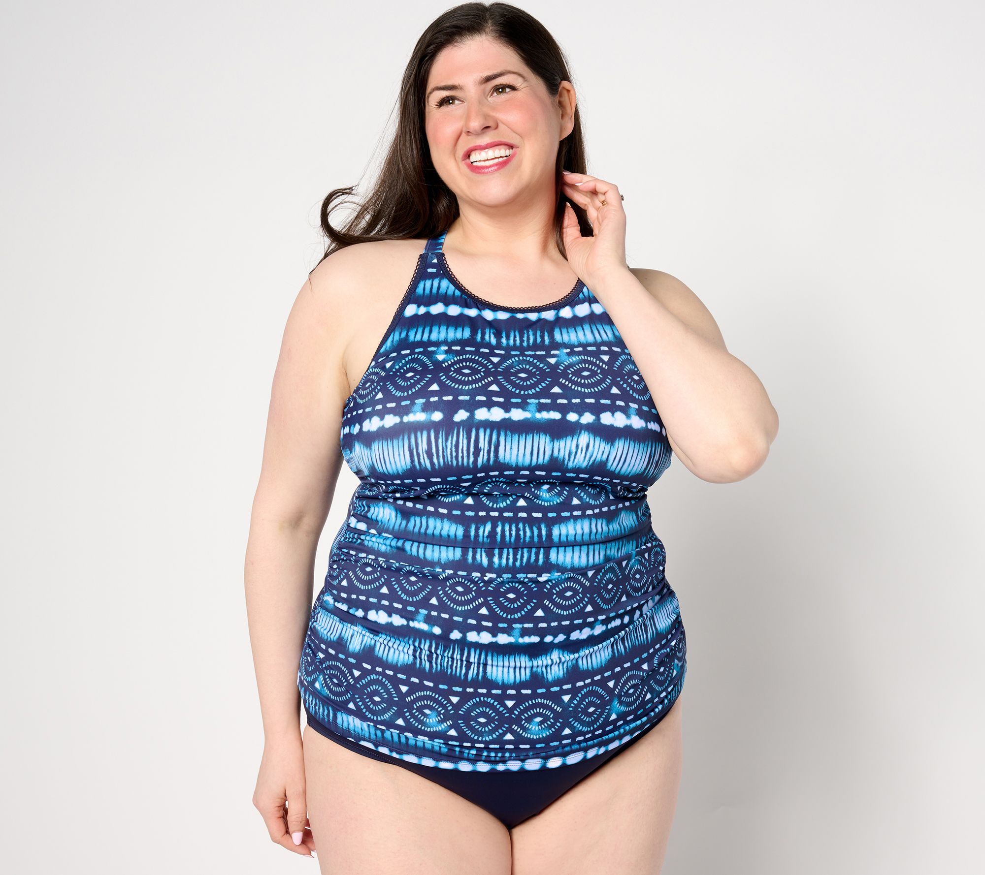 Susan Graver Soleil High Neck Tankini with Novelty Trim