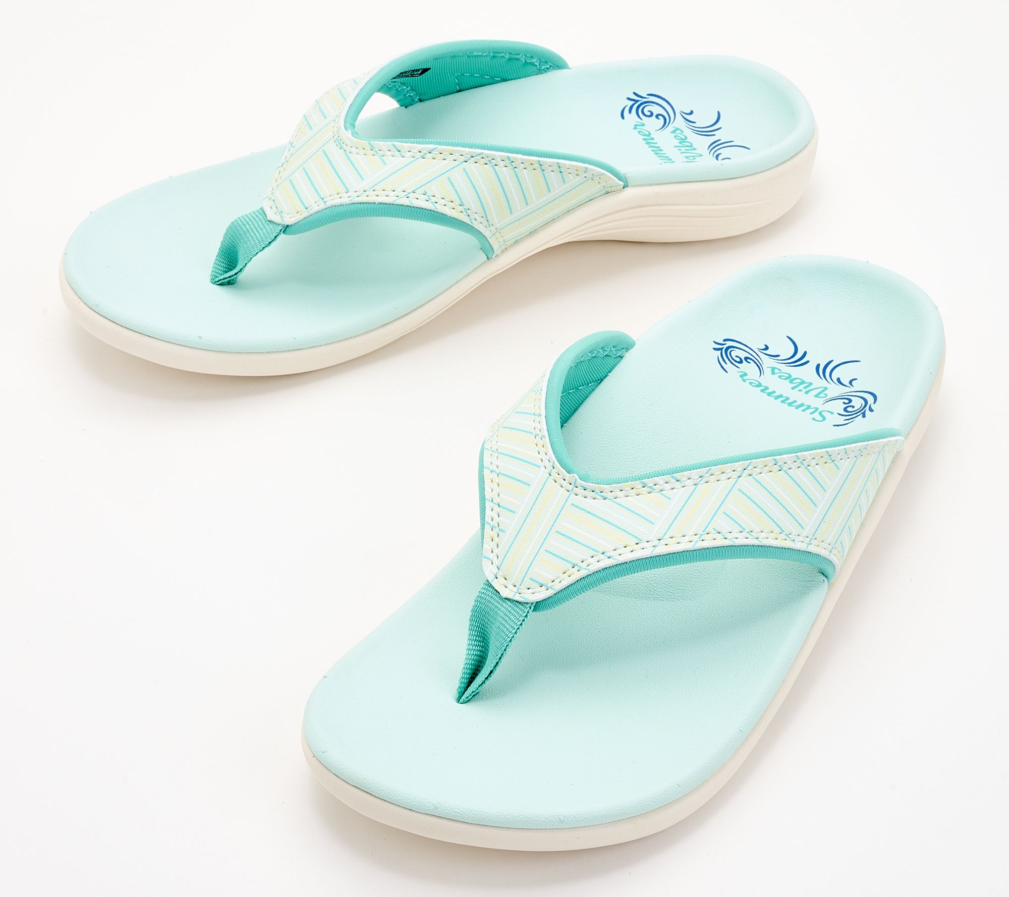 Revitalign Orthotic Printed Thong Sandals - Yumi Summer Stripe - QVC.com