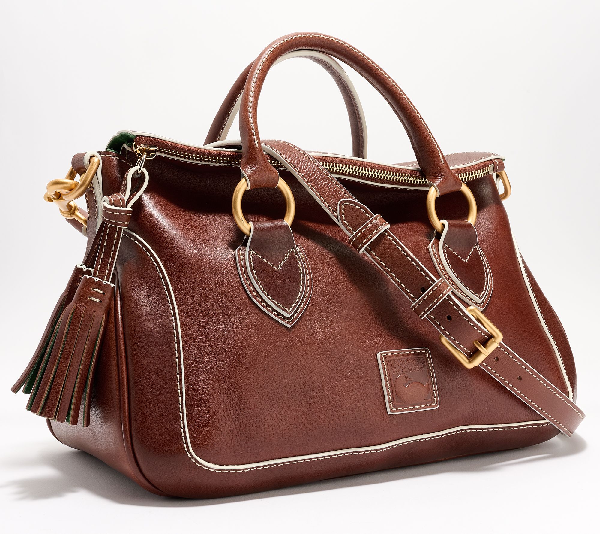 As Is Dooney Bourke Florentine Leather Satchel w Crossbody