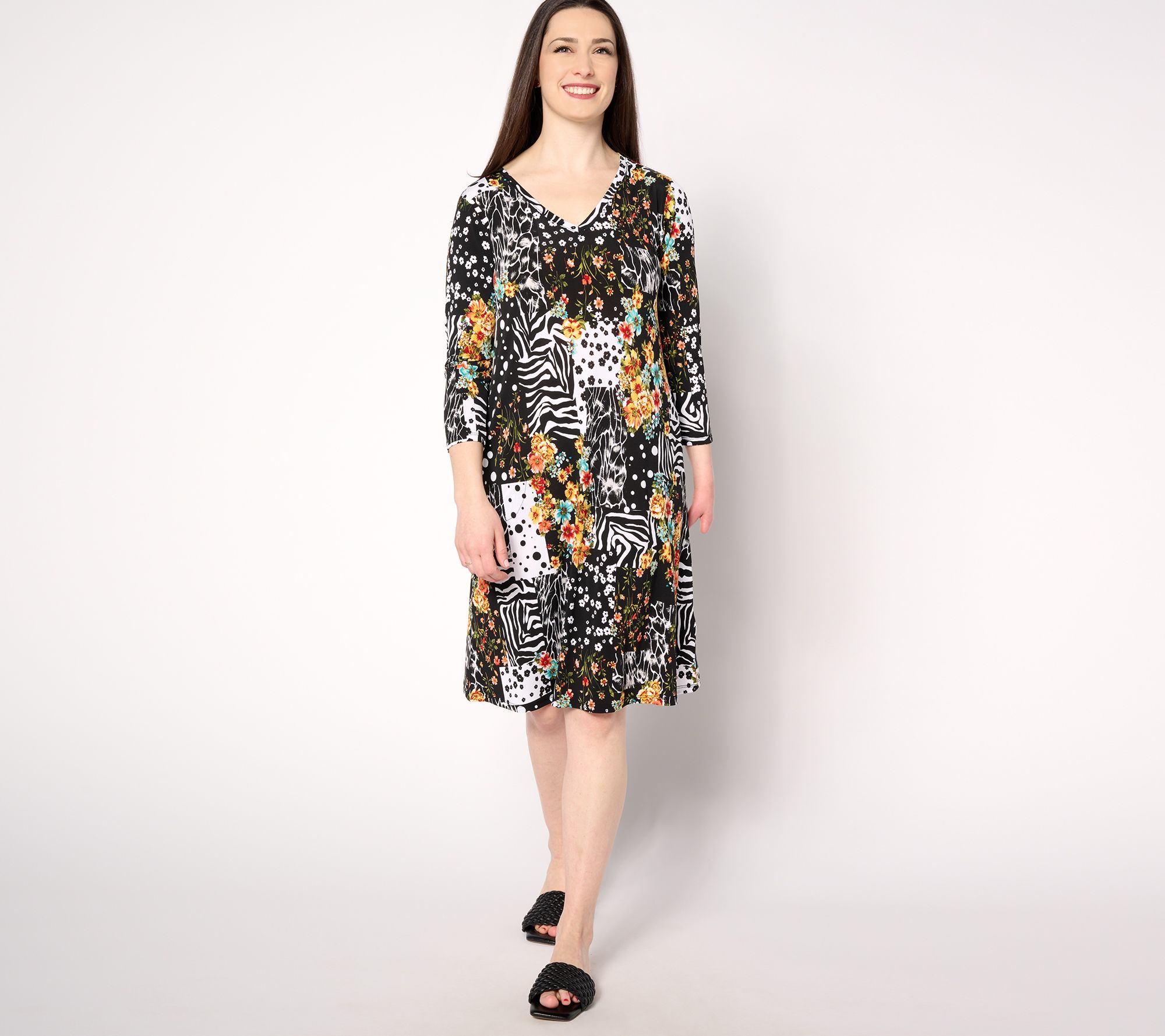 Attitudes by Renee Petite Como Jersey 3/4 Sleeve Dress