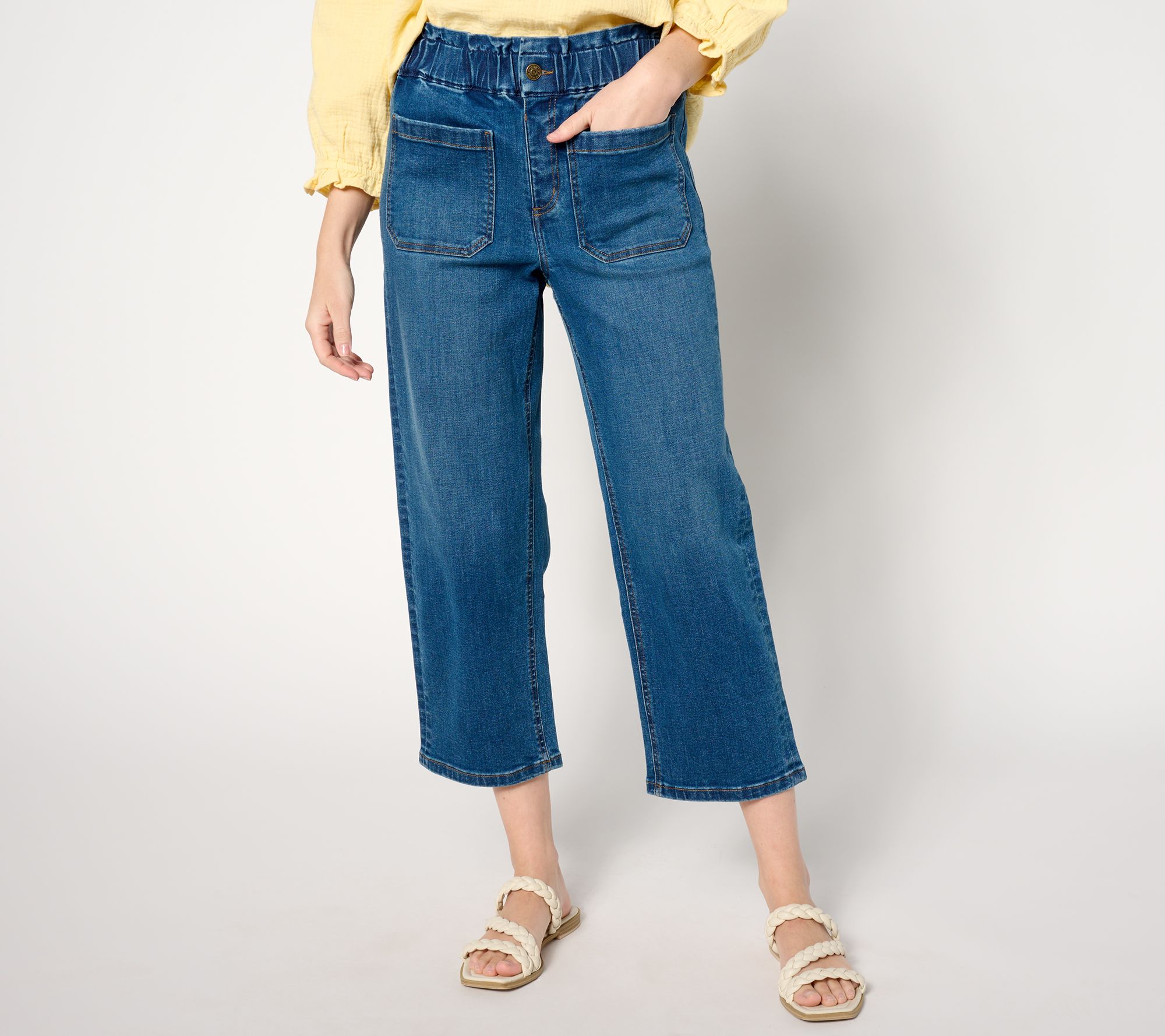 Denim & Co. Regular Easy Stretch Denim Straight Leg Crop Jean