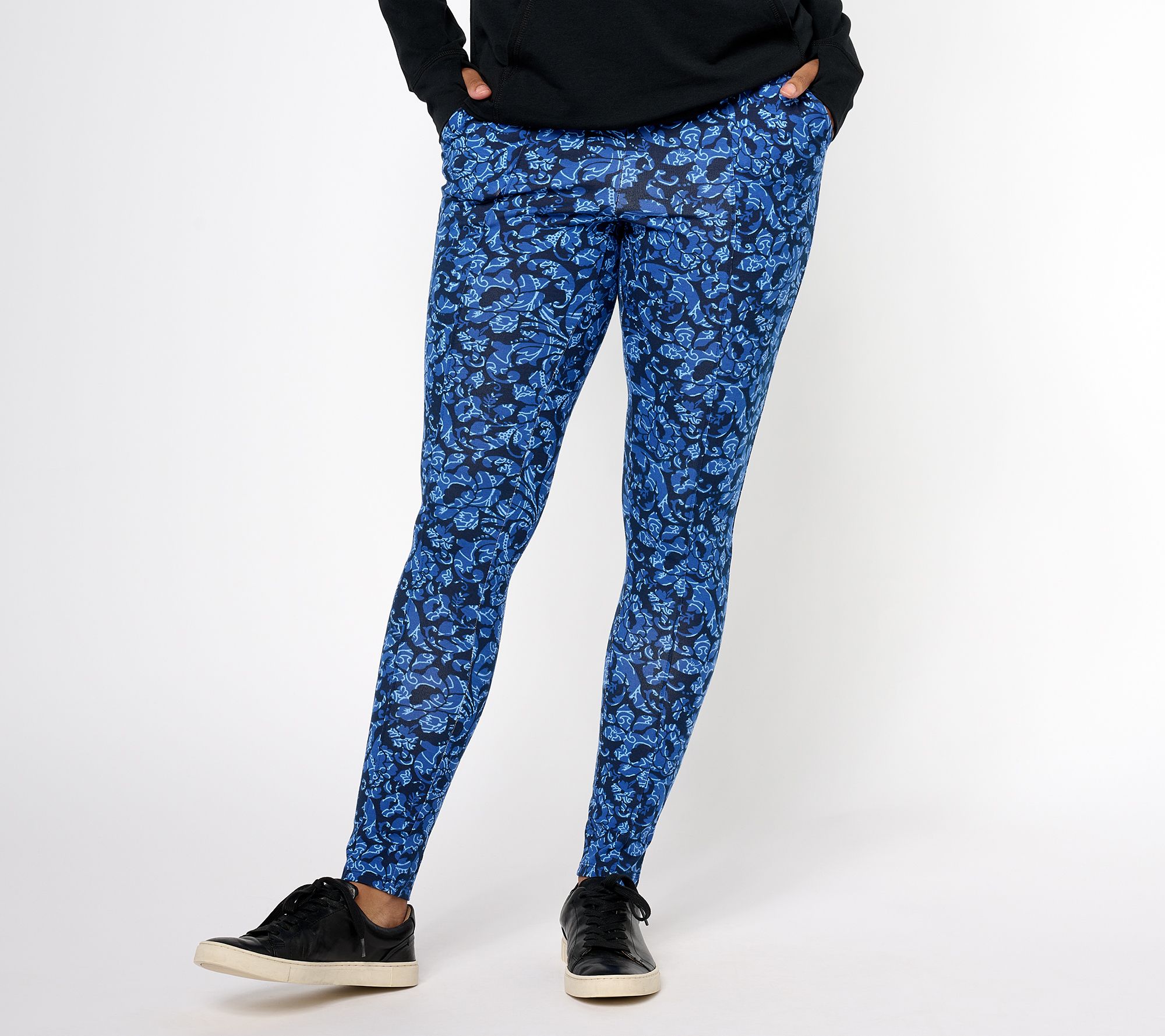 "As Is" Denim & Co. Active Petite Printed Duo Stretch Legging