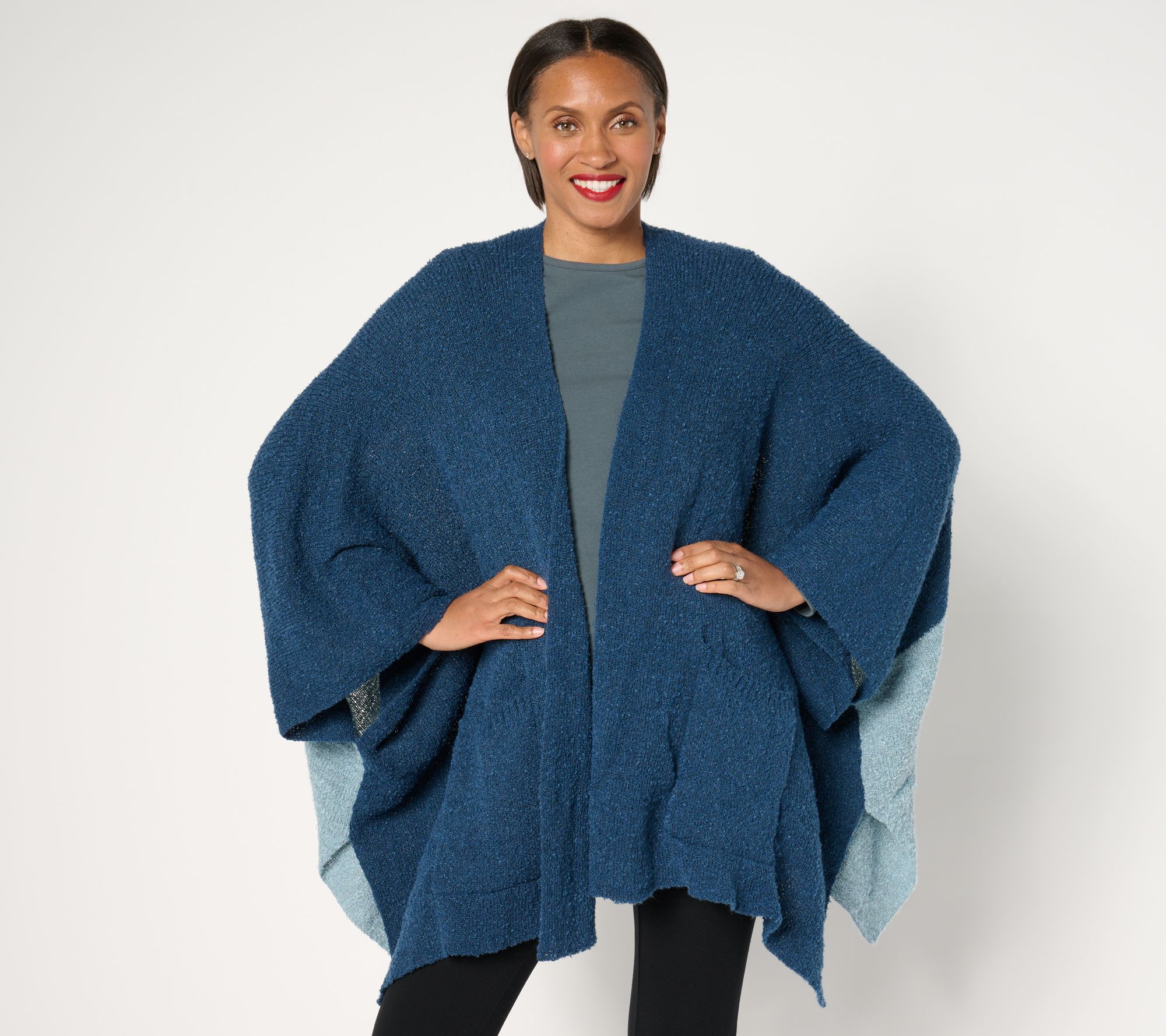 Sprigs Knit Cape Wrap with Pockets