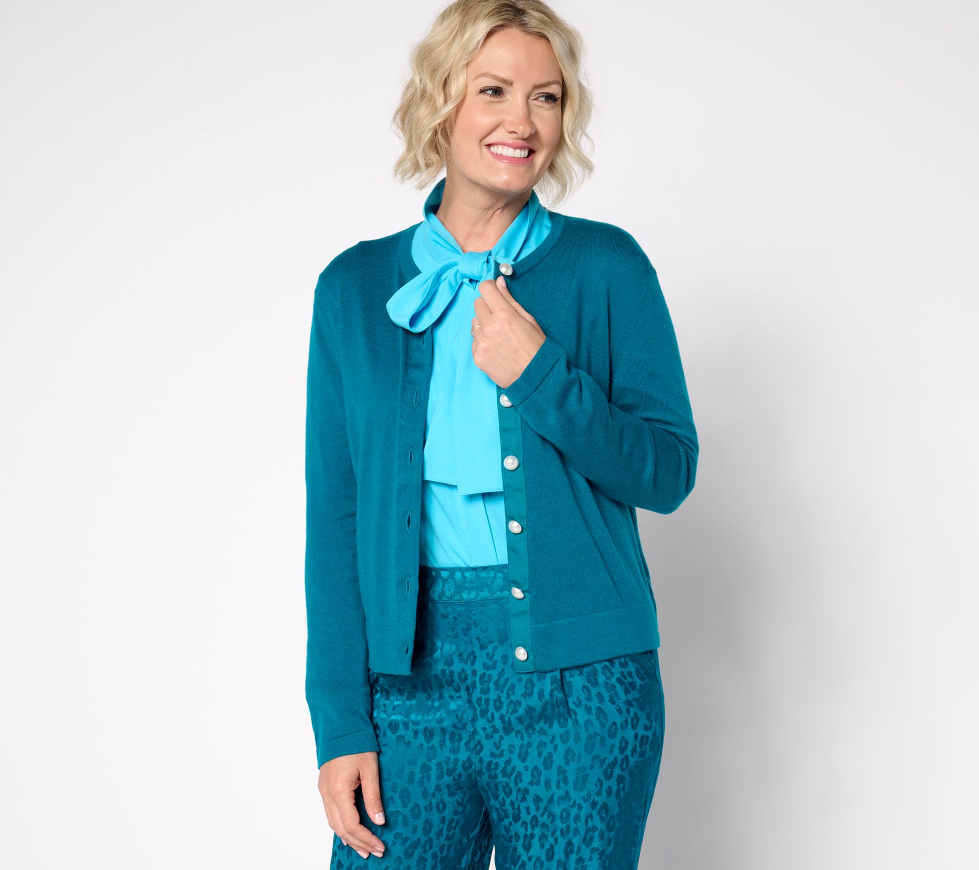  by Stacy London Cardigan with Novelty Buttons