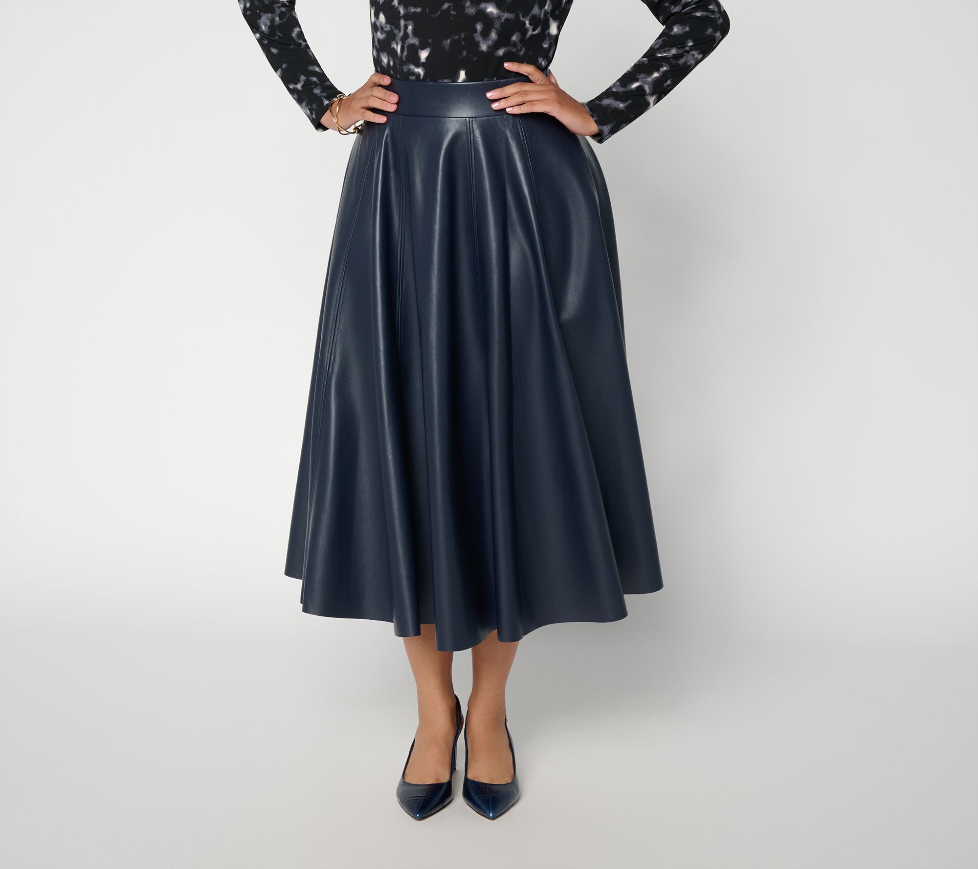 Carla Rockmore Collection Regular Faux Leather Circle Skirt