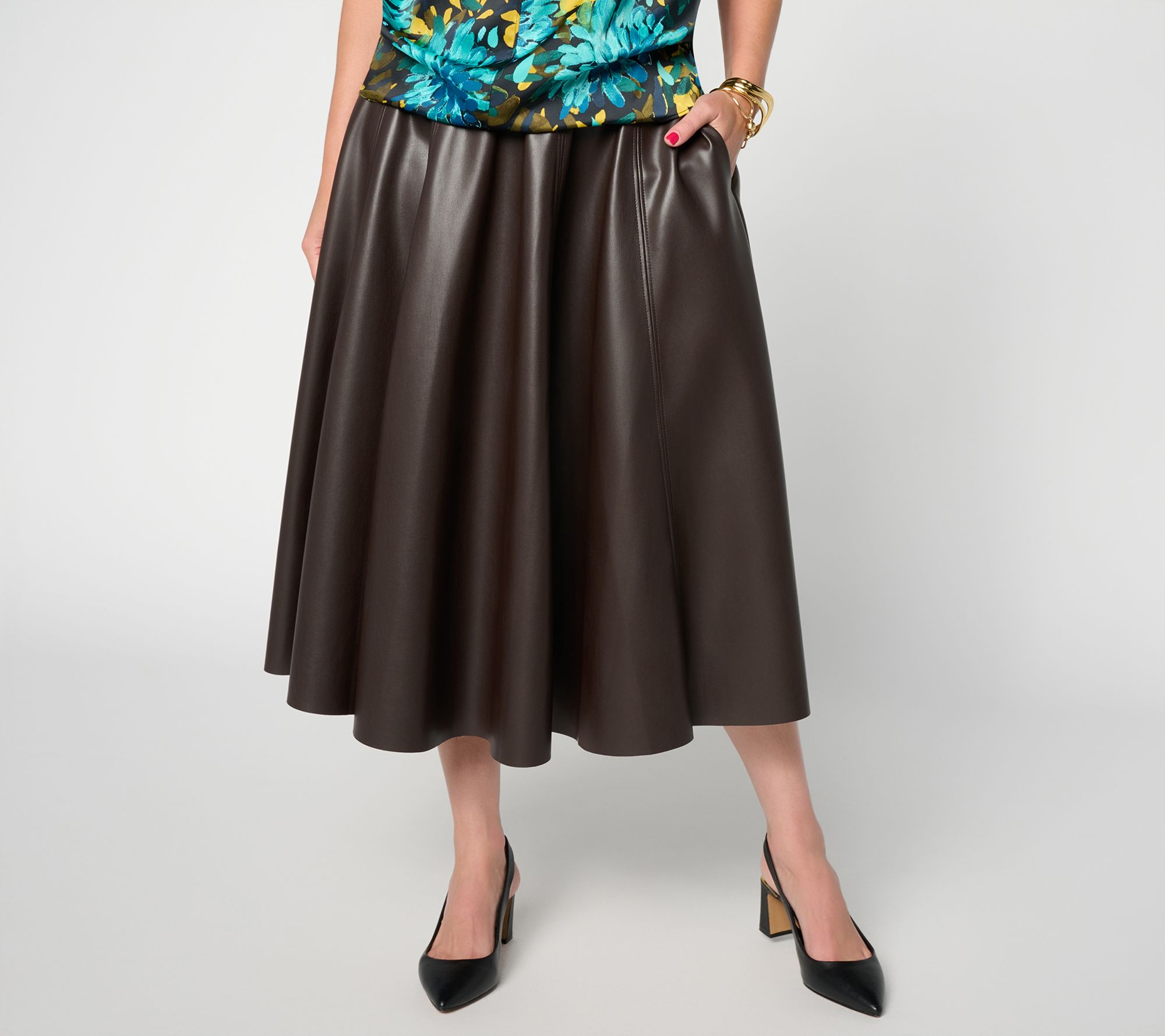 Carla Rockmore Collection Regular Faux Leather Circle Skirt