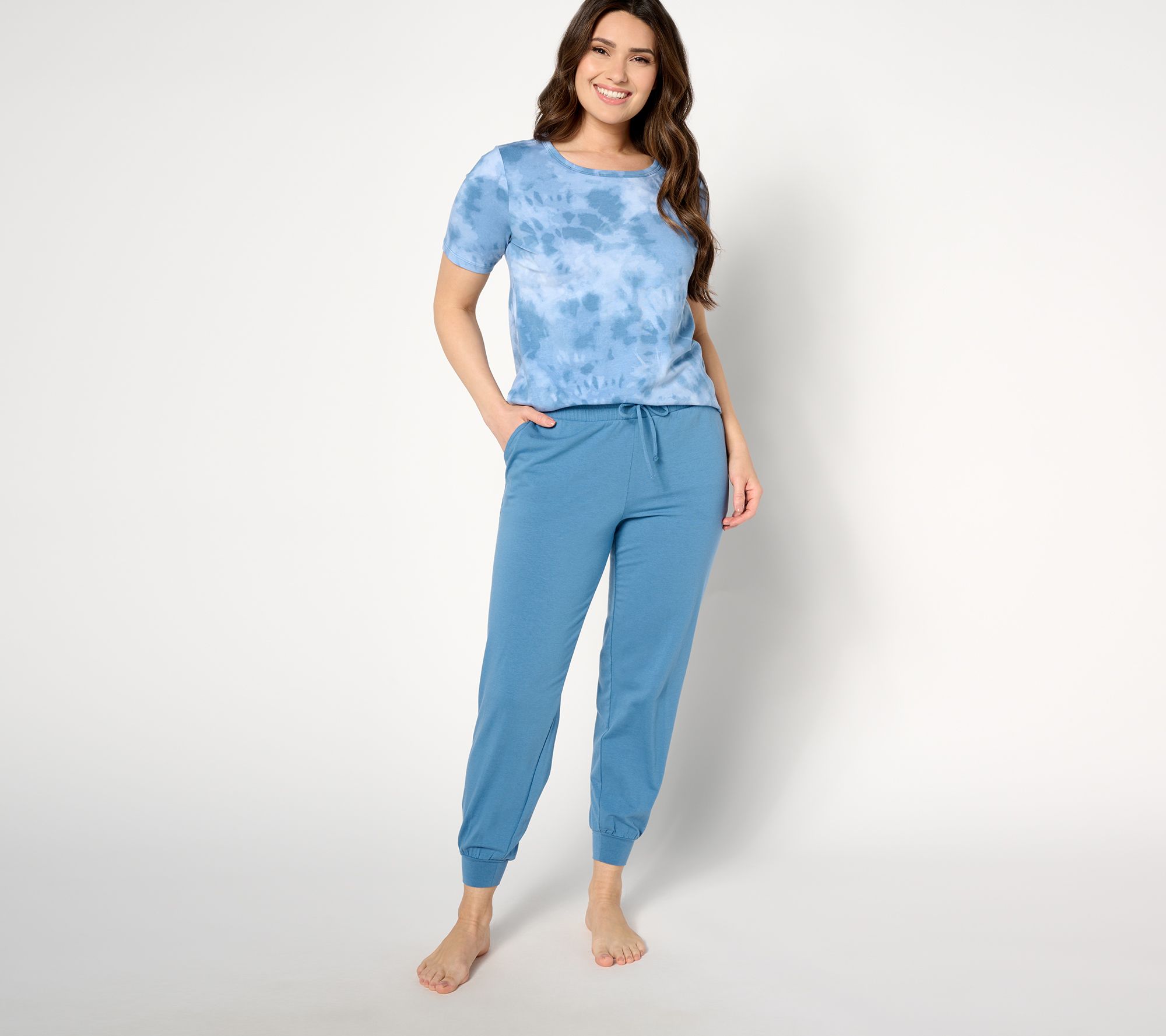 "As Is" AnyBody Lounge Petite Cozy Knit Short Sleeve Top and Jogger