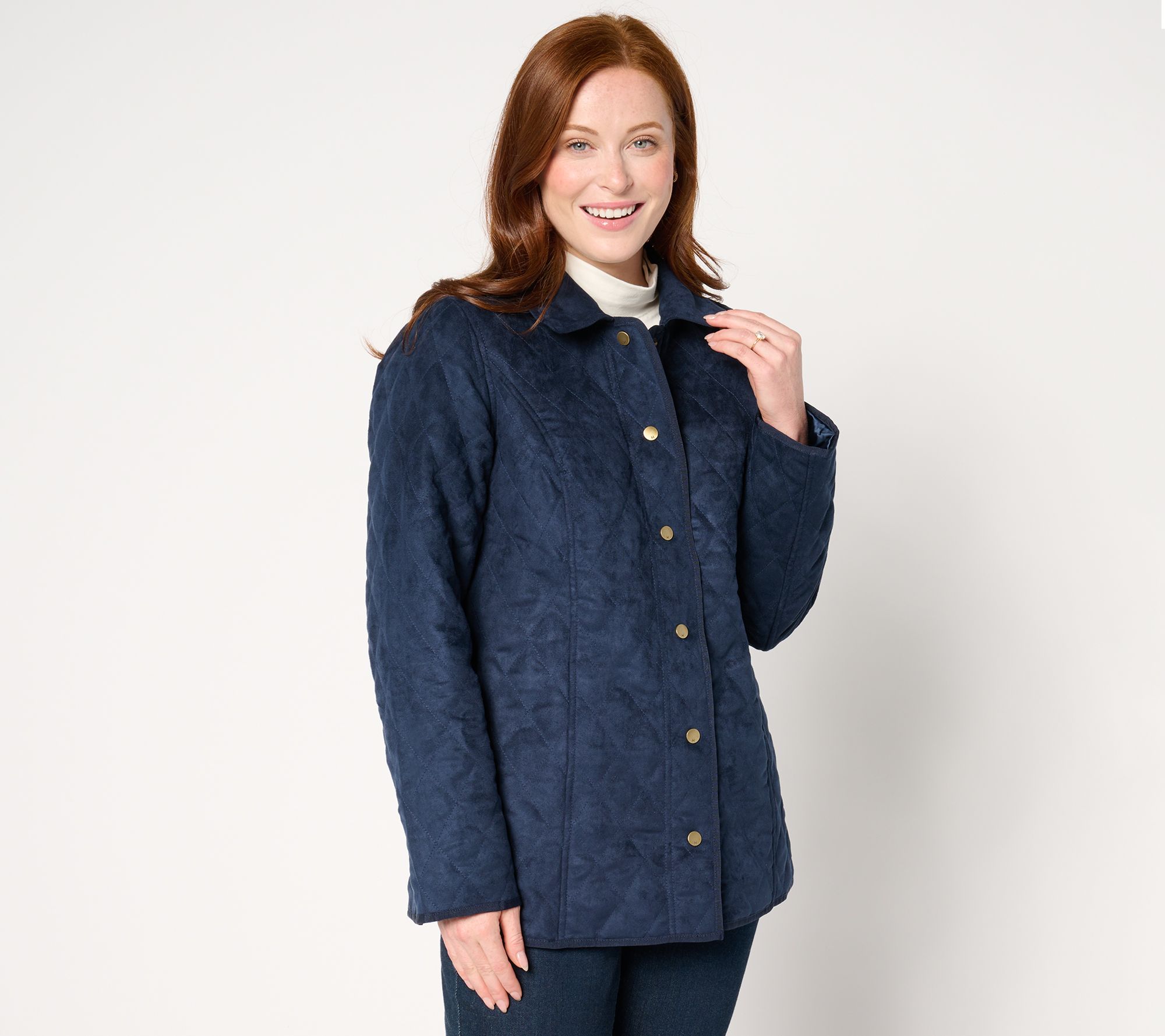 Denim & Co. Heritage Quilted Faux Suede Jacket