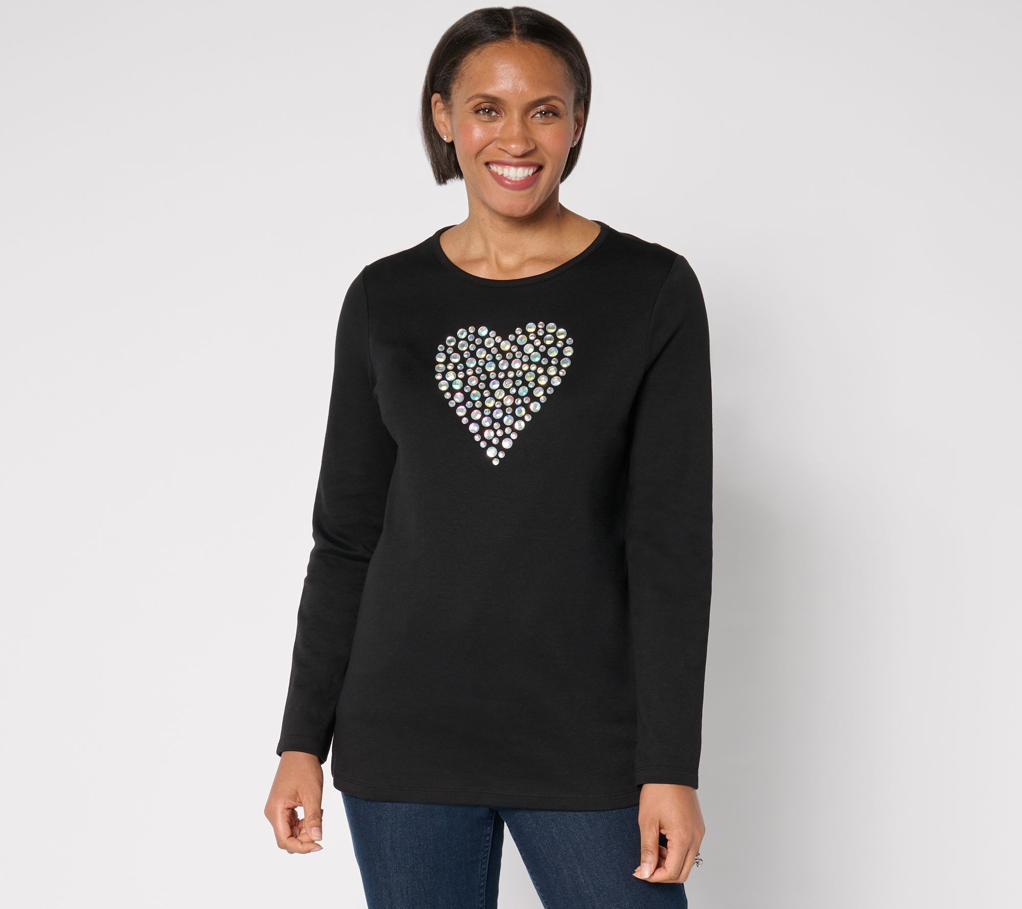 Quacker Factory Hearts A Bustin Long-Sleeve Top