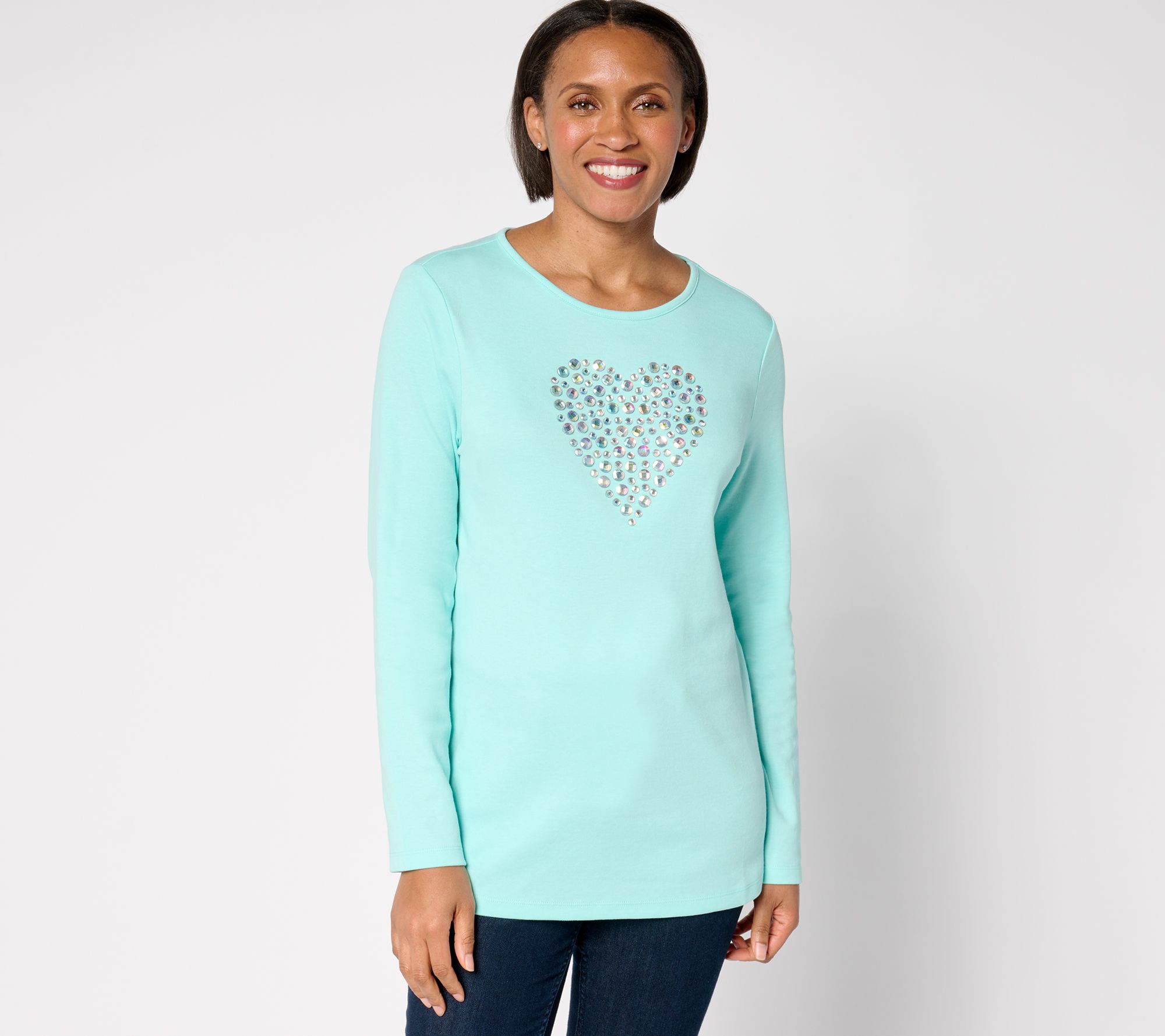 Quacker Factory Hearts A Bustin Long-Sleeve Top
