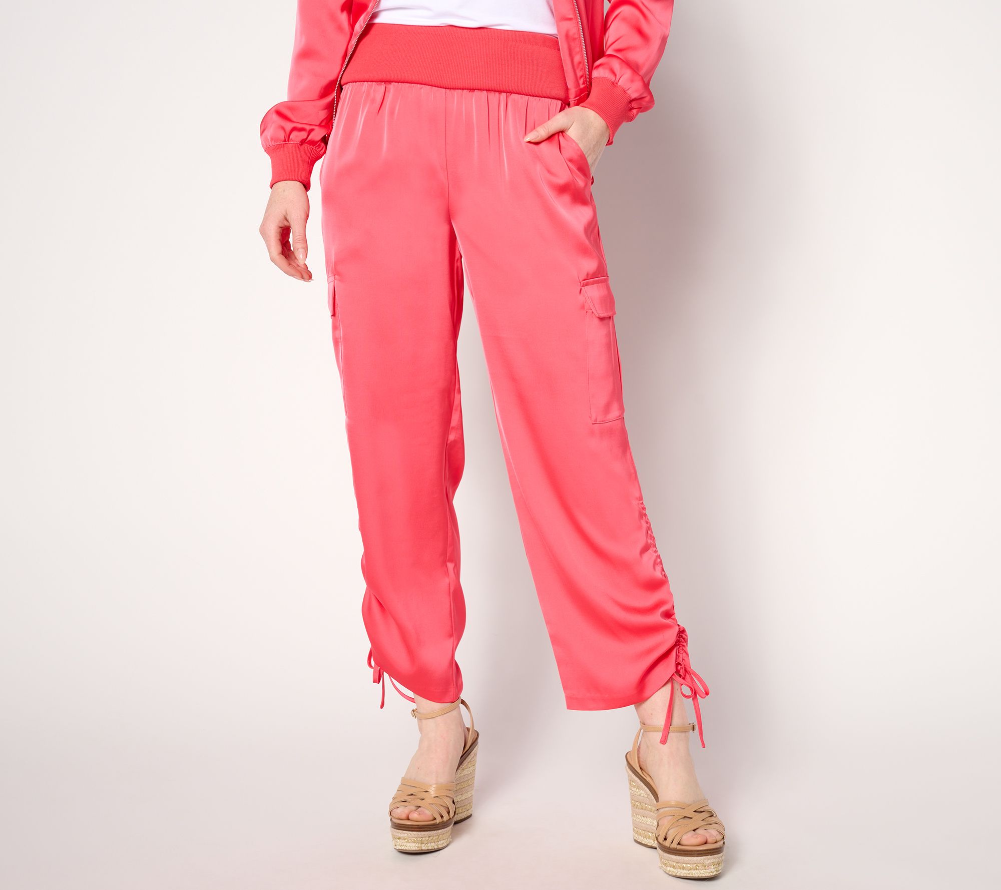 "As Is" nicole by Nicole Miller Regular Satin Ruched Pant