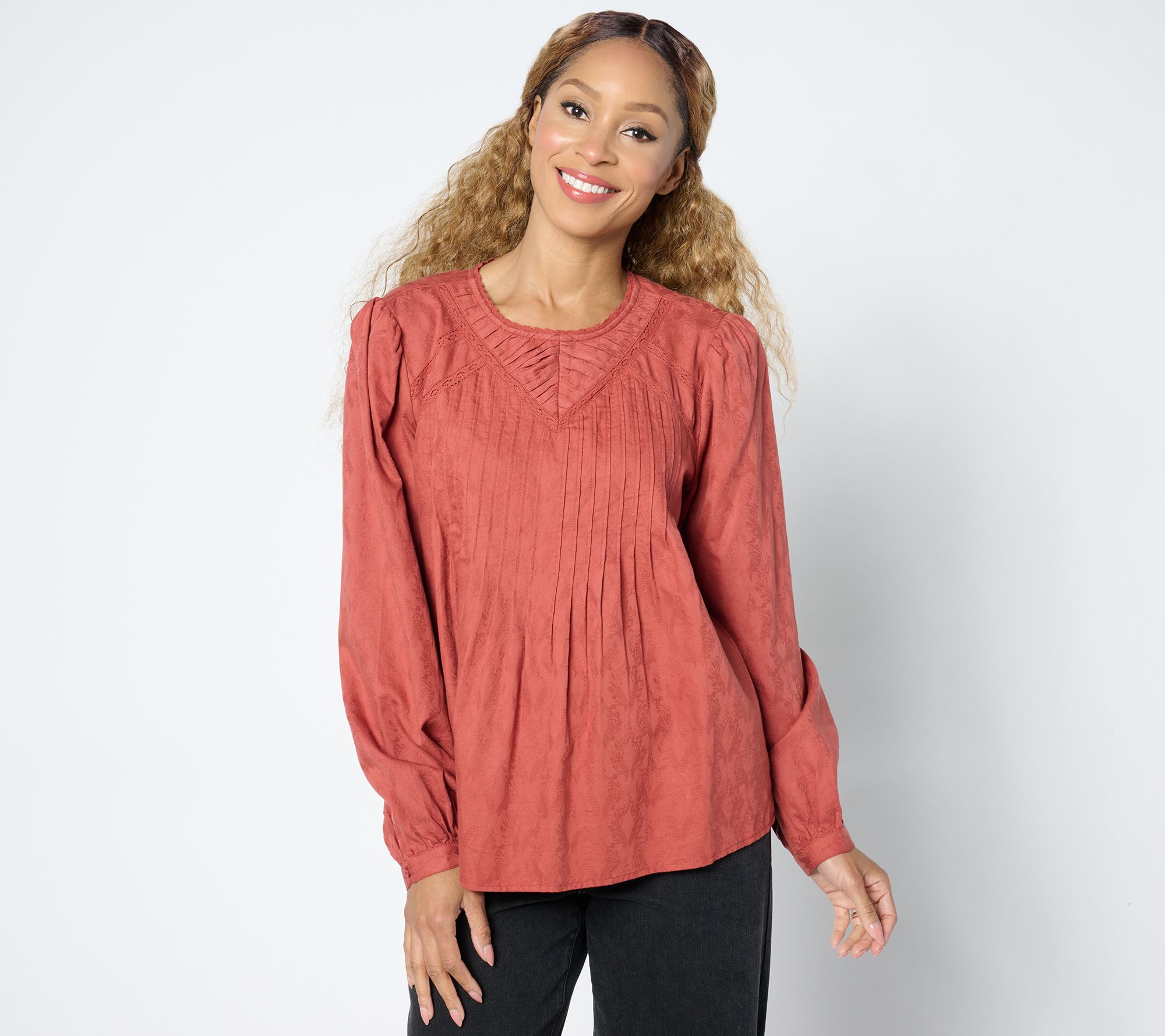 "As Is" Me by Jennie Garth Bay Woven Blouse with Pleating