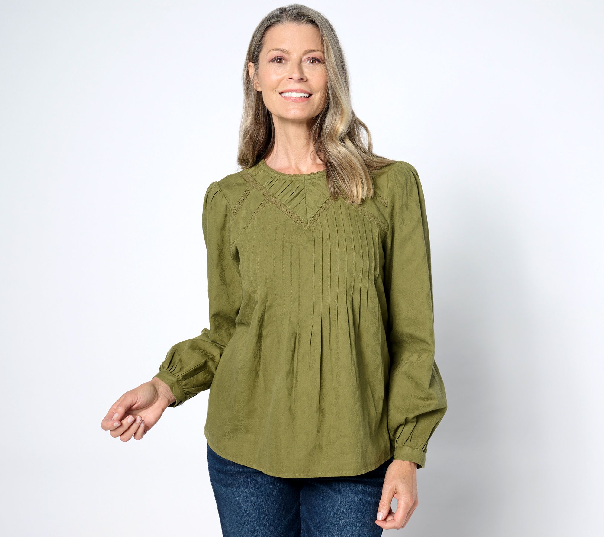 "As Is" Me by Jennie Garth Bay Woven Blouse with Pleating