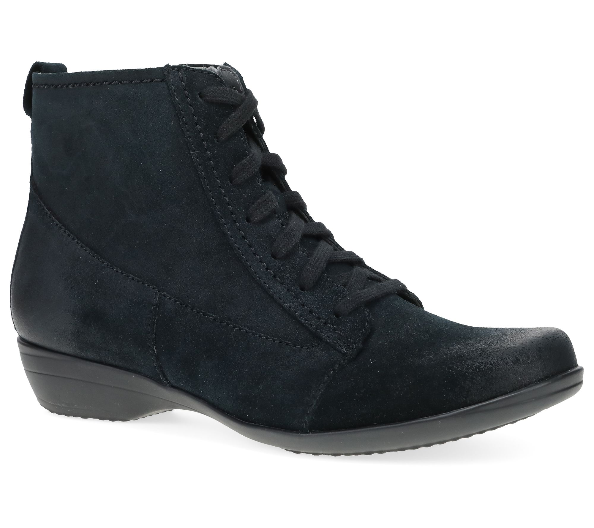 Dansko Black Burnished Nubuck Lace Up Bootie- F innley