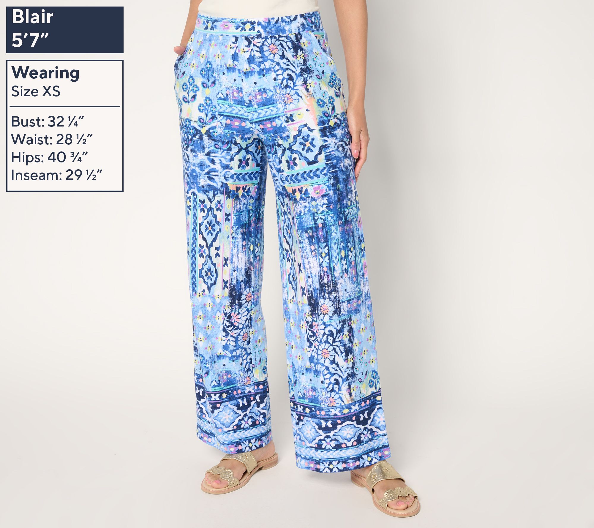 Denim & Co. Beach Jersey Regular Full Length Wide Leg Pant