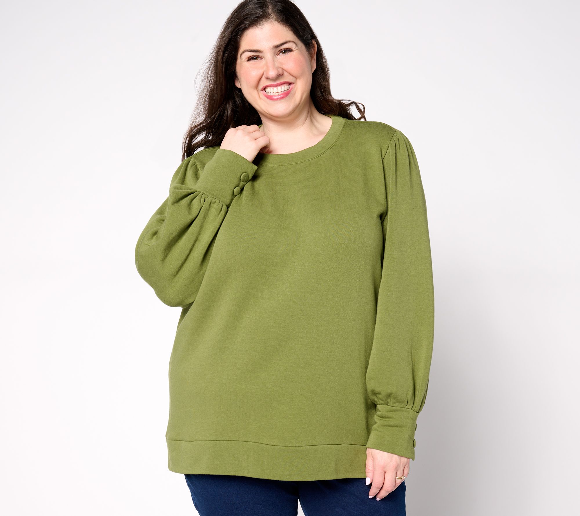"As Is" Belle by Kim Gravel TripleLuxe Fleece Button Sleeve Top
