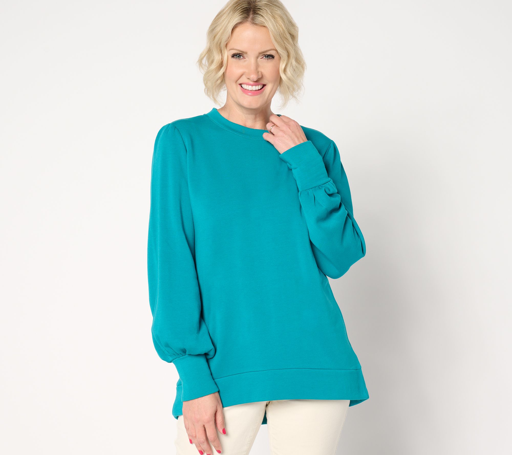 "As Is" Belle by Kim Gravel TripleLuxe Fleece Button Sleeve Top