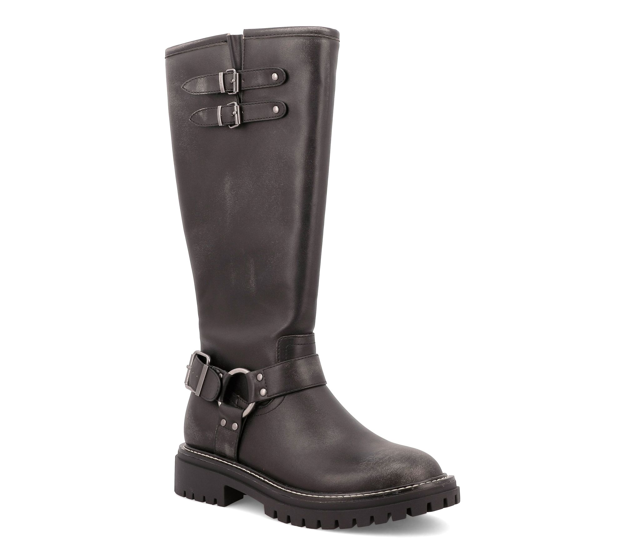 MIA Shoes Lug Sole Tall Shaft Moto Boots - Fran co