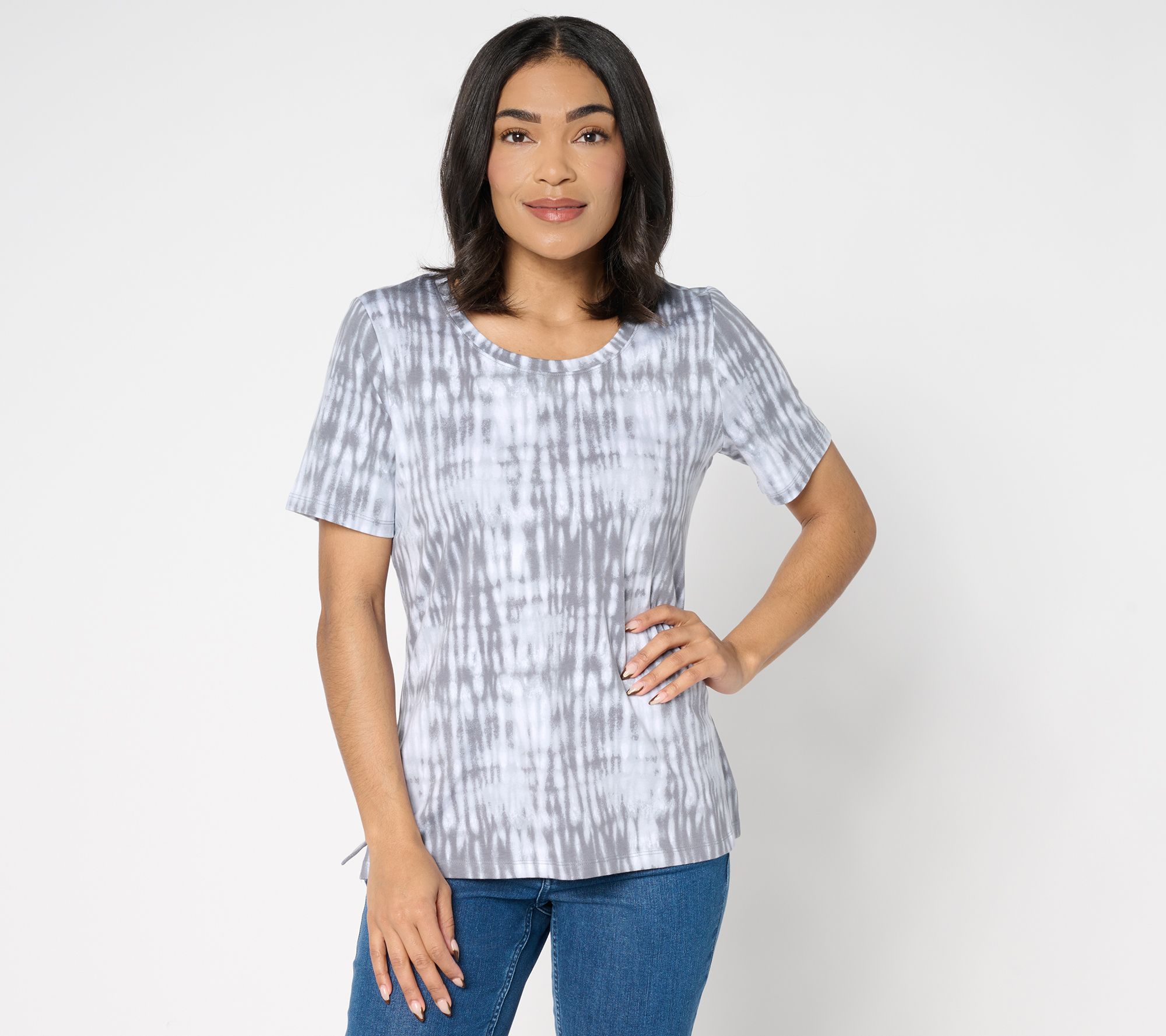 Denim & Co. Printed Favorite Jersey Short-Sleeve Scoopneck Top