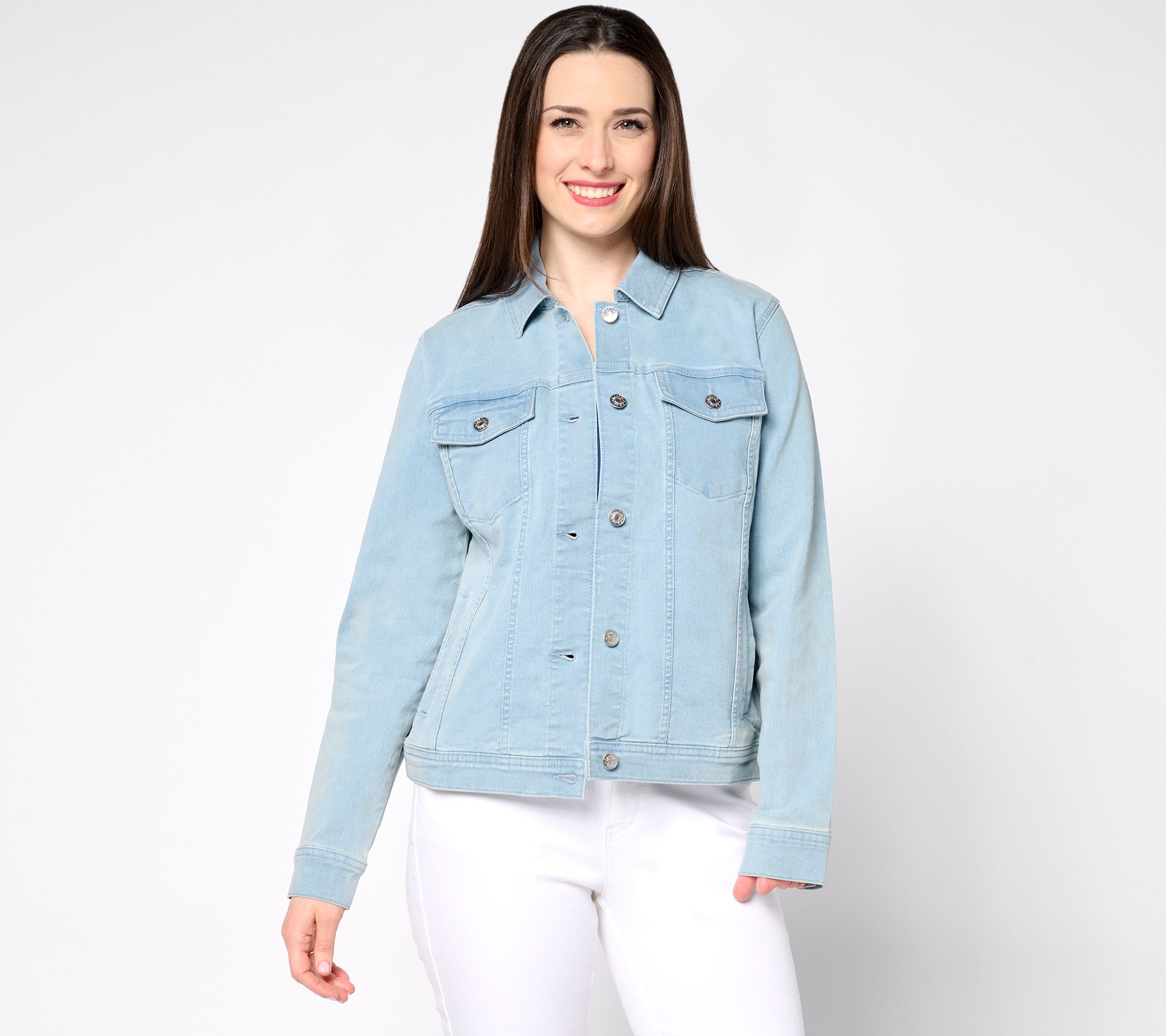 ShomPort Women's Oversized Mid Long Stretch Denim Jacket