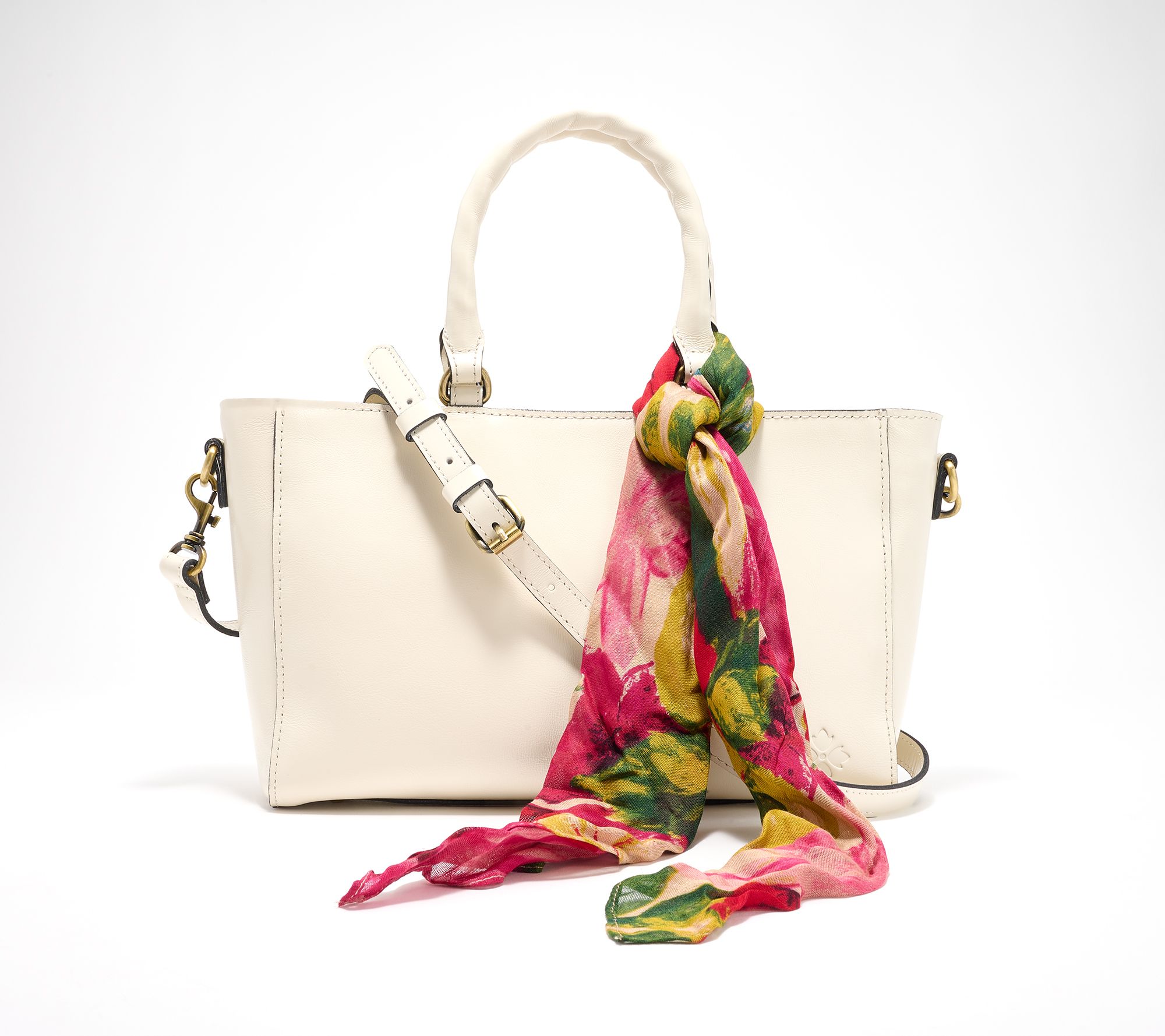 Patricia Nash Aileen Leather Top Handle Satchel with Scarf