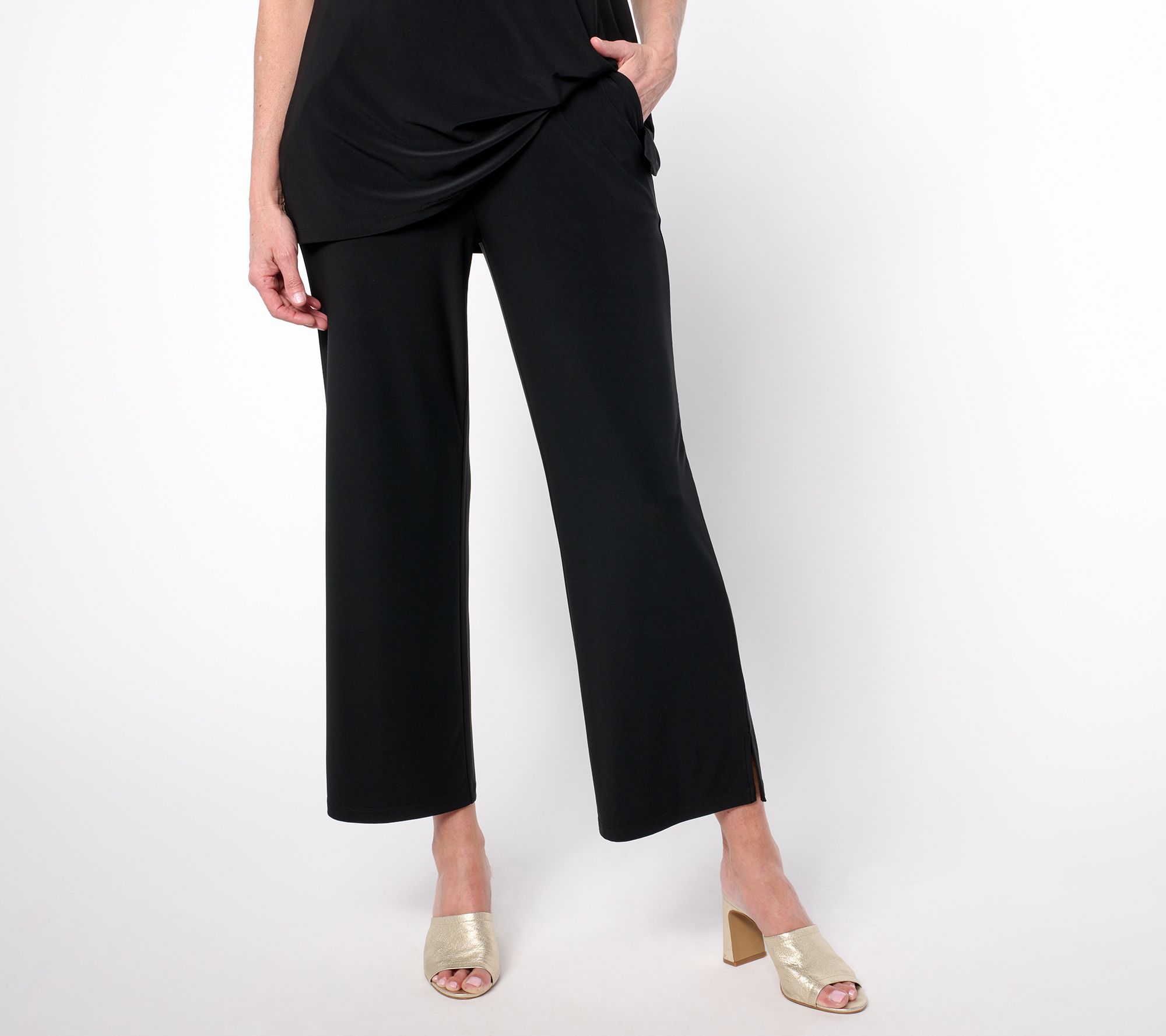 Attitudes by Renee Regular La Roma Jersey Wide Leg Crop Pants